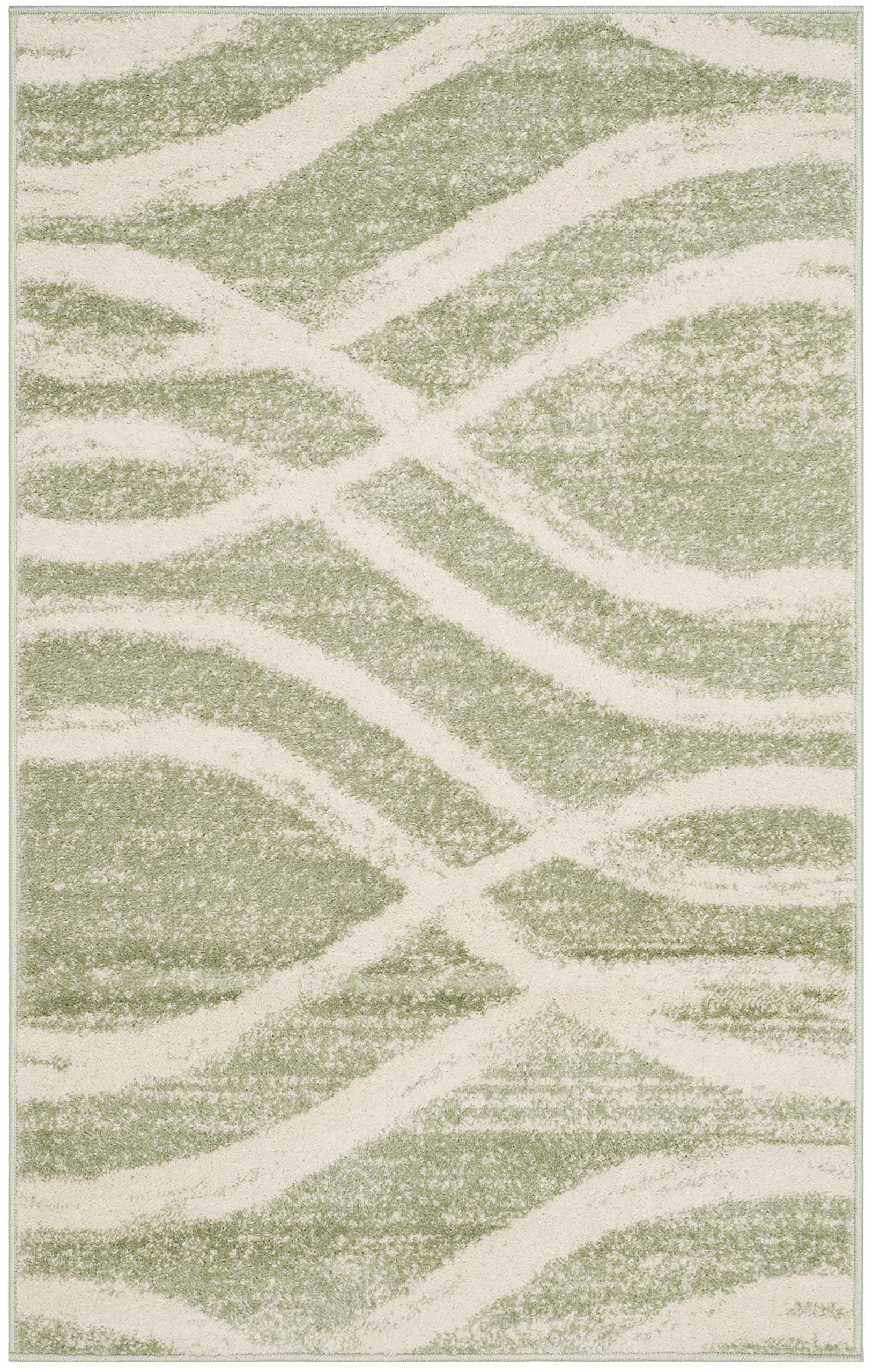 SAFAVIEH Adirondack Collection Accent Rug - 4' x 6', Sage & Cream, Modern Wave Distressed Design, Non-Shedding & Easy Care, Ideal for High Traffic Areas in Entryway, Living Room, Bedroom (ADR125X) 2