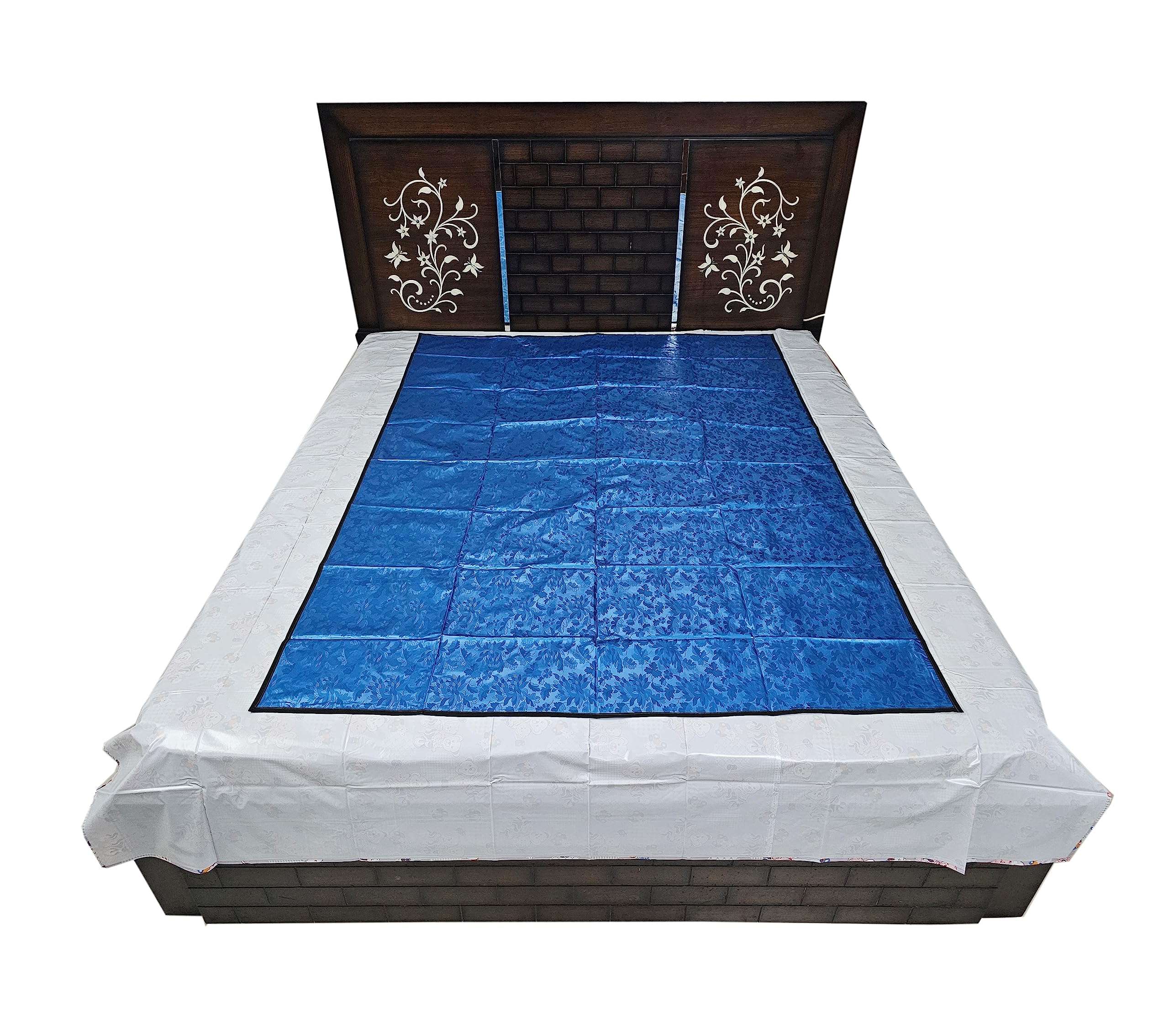 Baby Plastic Sheet/PVC Sheet for Kids/Rubber Sheet for Babies/Bed Wetting Protector (135 CM x 185 CM) (Blue Leaf) 5