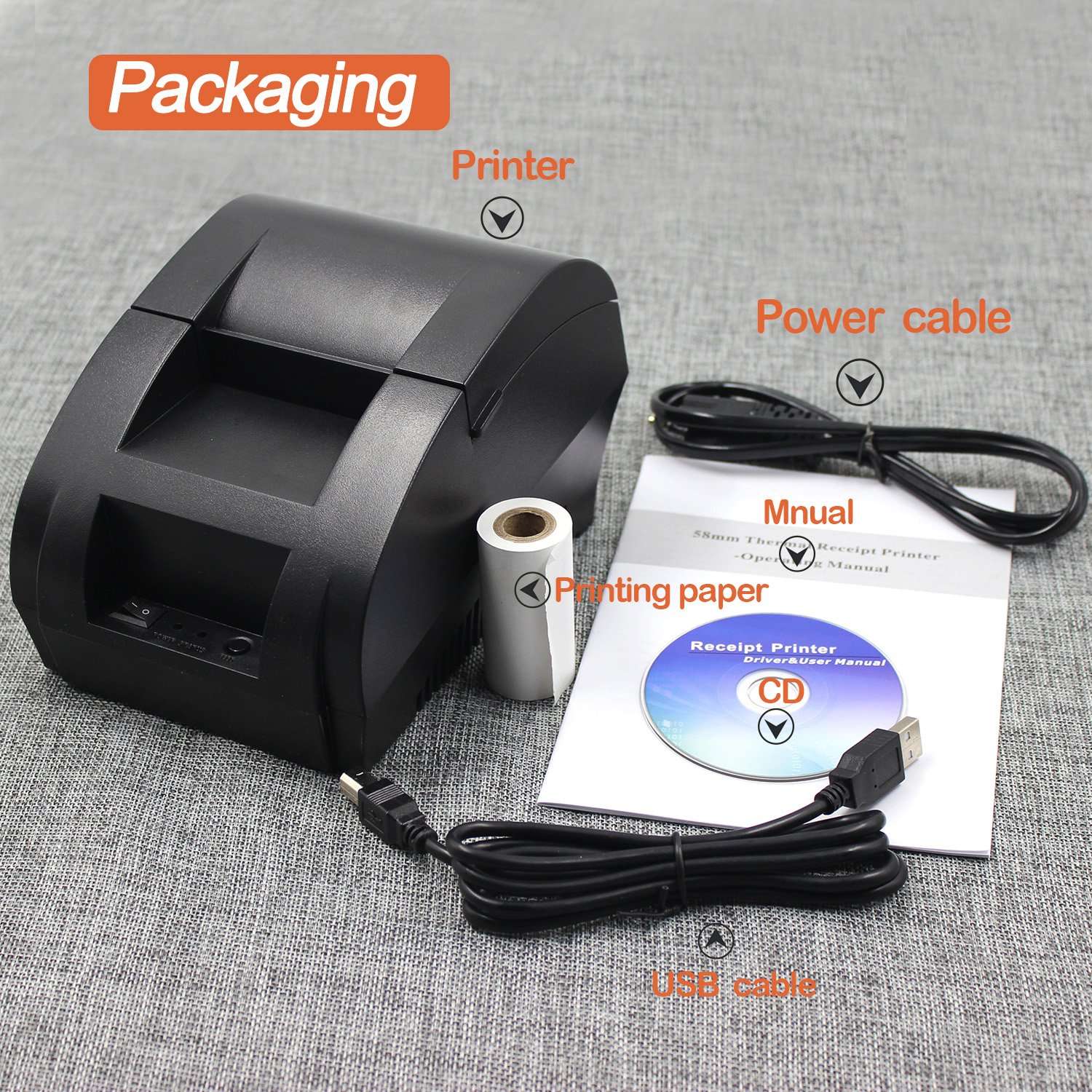symcode 58MM USB Thermal Receipt Printer, High Speed Printing 90mm/sec, Compatible with ESC/POS Print Commands Set 6