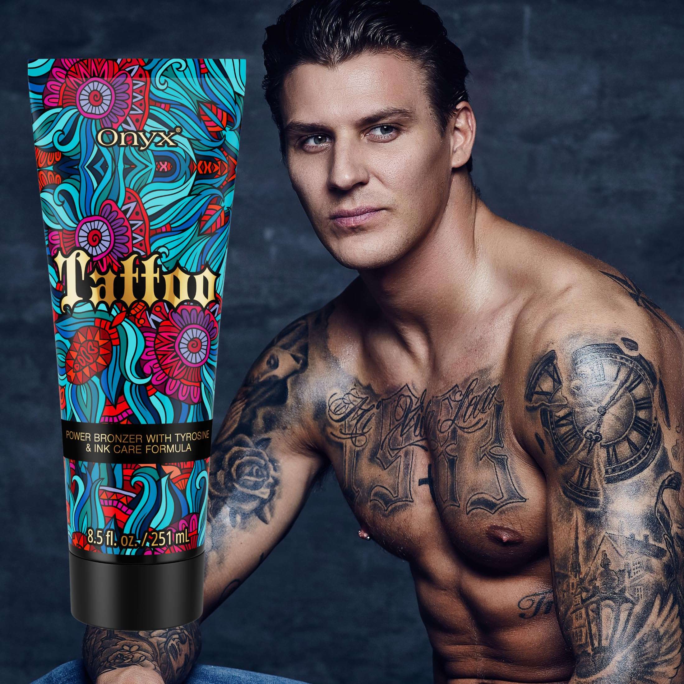 Onyx Tattoo Tanning Bed Lotion | Fade Protection | Color Enhancer | Indoor, Outdoor Tanning Accelerator | Tattoo Vibrancy & Smooth Skin | For Men, Women | Hydrating Lotion | Face & Body (8.5 fl oz) 4