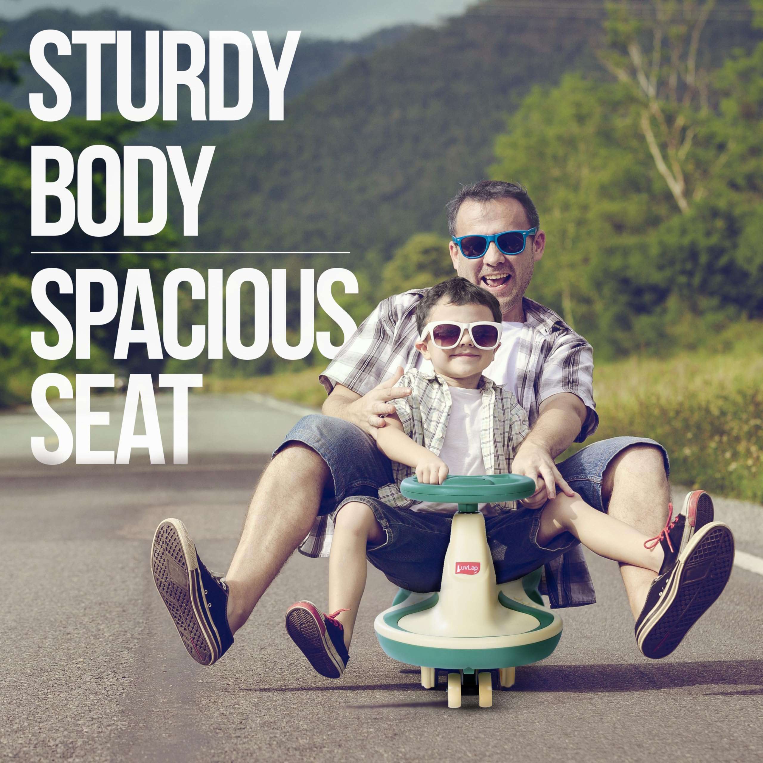 LuvLap Sunny Swing Car, Kids Push Car, Magic Car for Kids, Comfortable Seats & Durable, Ride On Magic Car for 3+ Years Baby Boy & Girl, Beige & Green 6