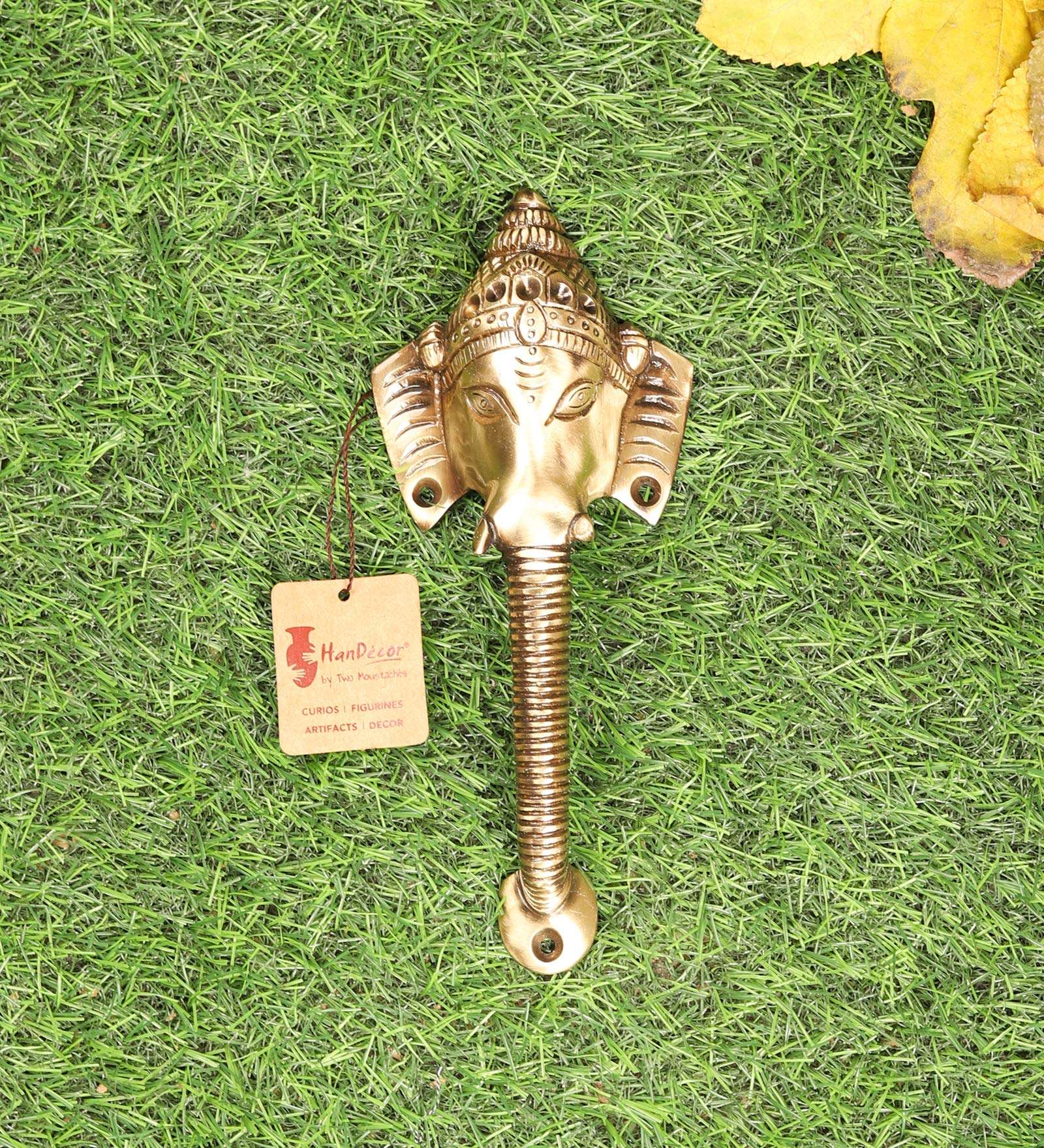 Two Moustaches VZH068 Brass Crown Ganesha Door Handle 5