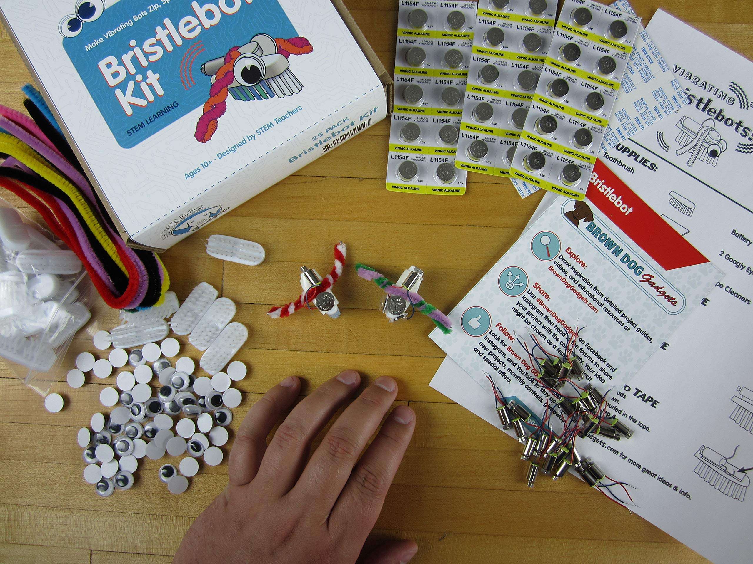 Brown Dog Gadgets - BRISTLEBOT KIT - 25 Pack - Educational STEM Building Kits for Kids 6