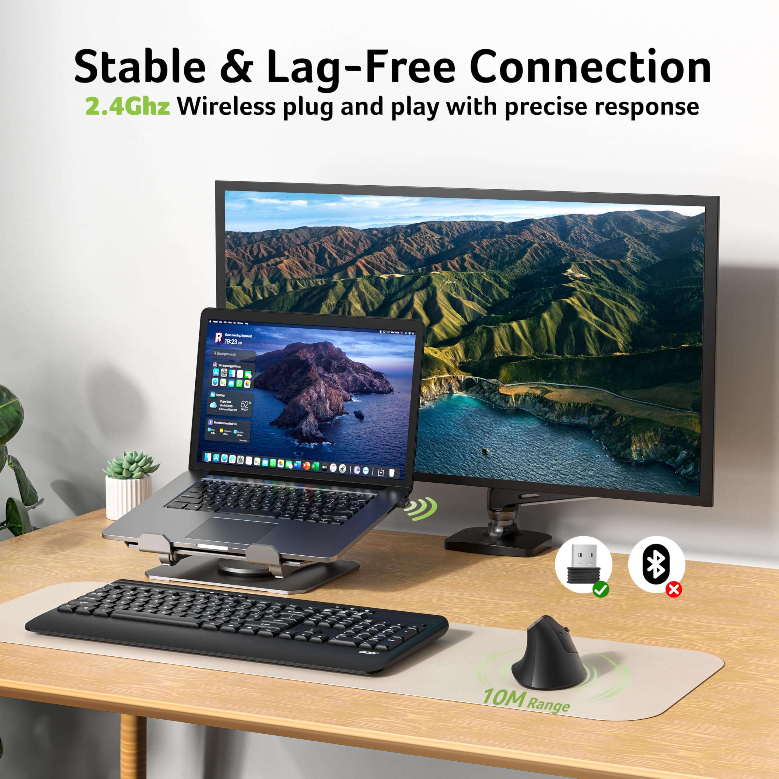 acer Ergonomic Mouse Wireless, Vertical Computer Mouse for Office, Ergo Mice Rechargeable for Medium to Large Sized Hands, 2.4GHz USB Receiver, 800/1200/1600 DPI, 6 Buttons for Laptop, PC and Desktop 4