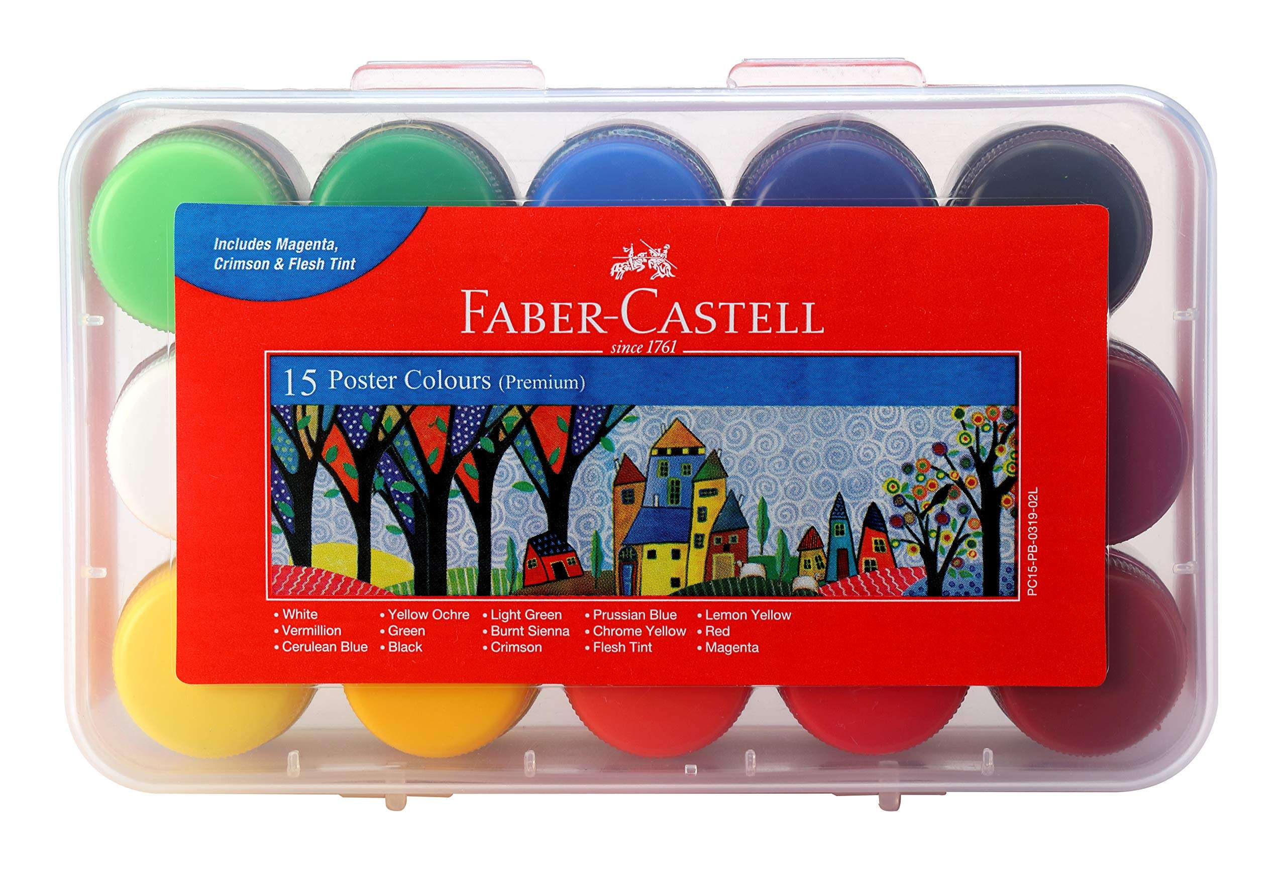 Faber-Castell Poster Color Plastic Box - Pack of 15 (Assorted) Paint Brush Set - Flat, Pack of 7 (Navy Blue) 3