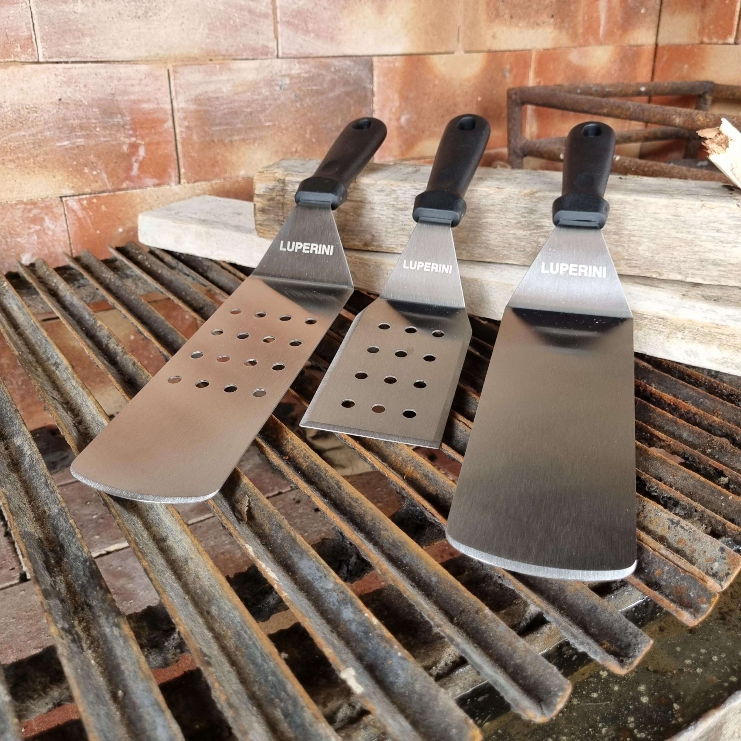 LUPERINI. Stainless Steel Spatula Set. Barbecue Turner. Grill Spatula for Meat, Fish, Egg, Pancake, Burger and Vegetable. Spatula for Restaurant, Bar, Hotel, Kitchen, Gift. Grilling Accessories. 6