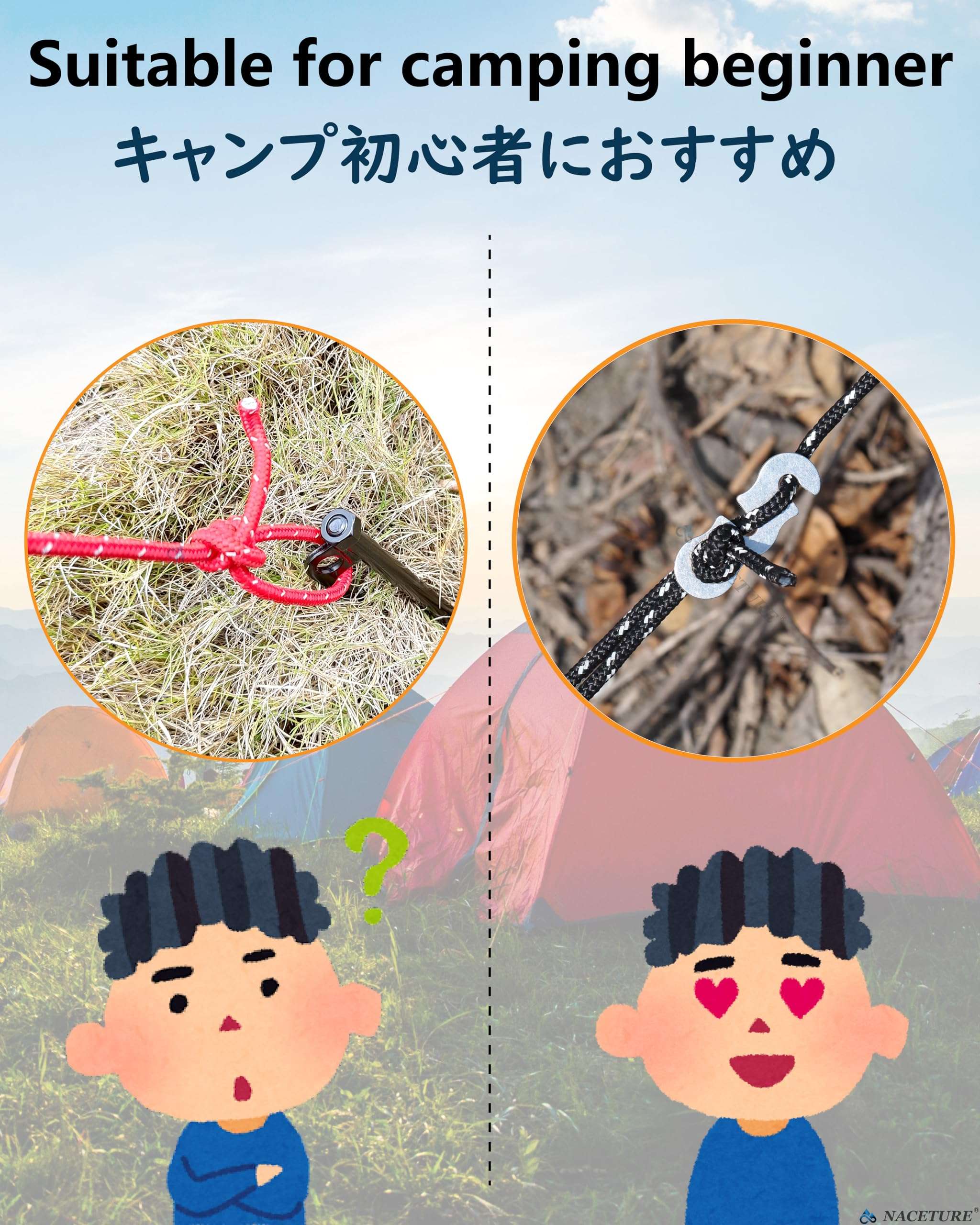 Rope Tensioner Aluminum Alloy Camping Tent Guyline Cord Adjuster Camping of Gear for Camping, Hiking, Backpacking Ultralight Tent Stakes Guy Lines (Sliver, 10 Pack) 2