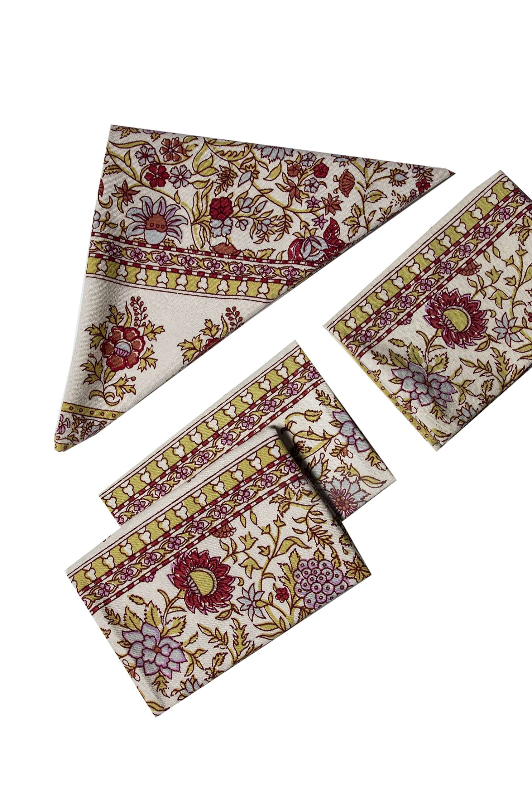 CONTRAST LIVING Deryms Hand Block Printed Kitchen Towel/Dish Towel/Hand Towel Multi Color Set of 3 Pcs 3