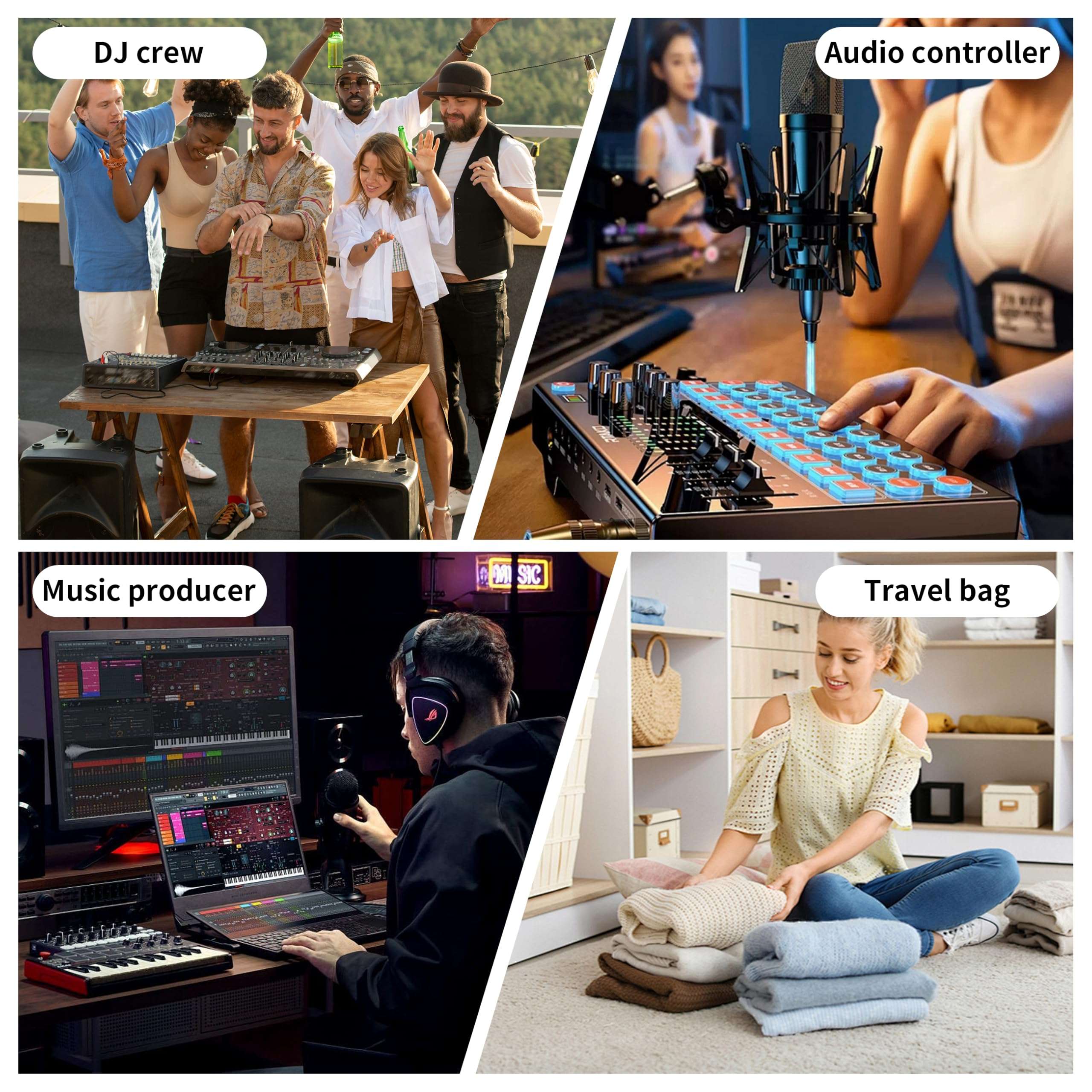 Rabjen DJ Backpack for Club Gigs, DJ Mixer Case Compatible with Pioneer DDJ-SR2, Pioneer DDJ-FLX6-GT, RANE ONE, and More Equipment 6