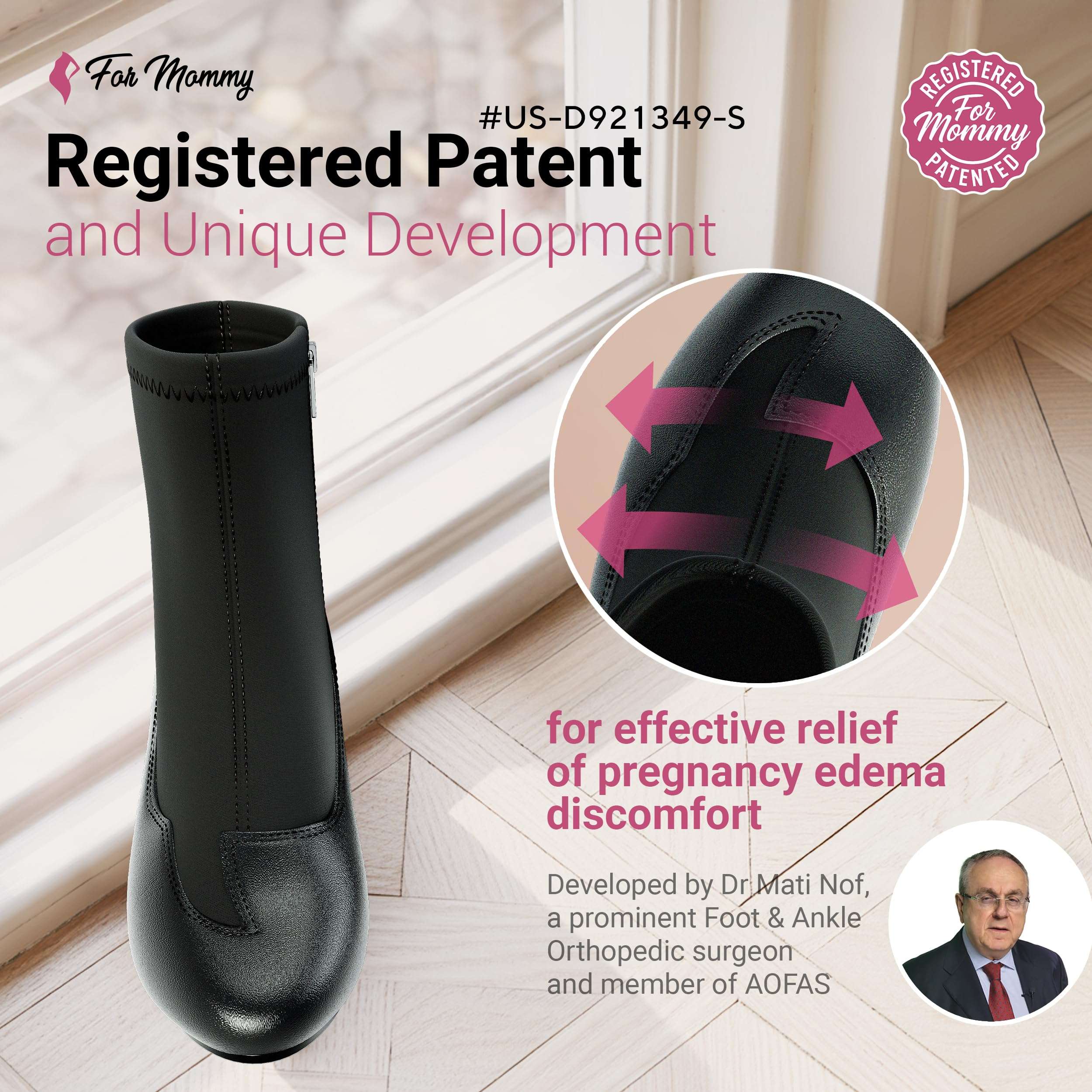 for Mommy Pregnancy Shoes for Swollen Feet – Stretchable with Patented Design, Providing Comfort and Style for Pregnant Women – Wide, Non-Slip Shoes Brown 6