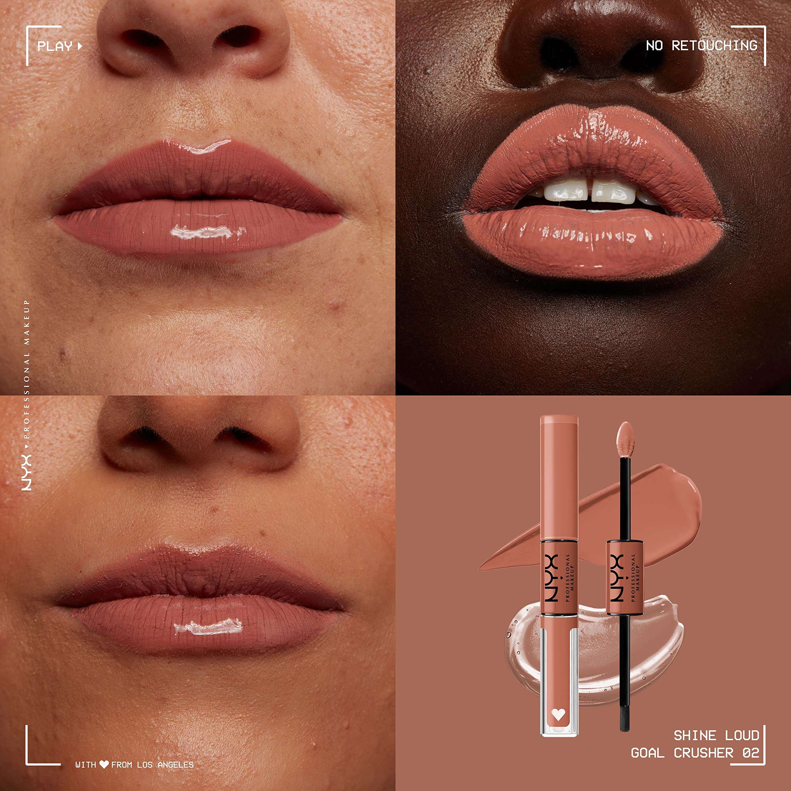 NYX PROFESSIONAL MAKEUP Shine Loud, Long-Lasting Liquid Lipstick with Clear Lip Gloss - Goal Crusher (Mid-Tone Beige) 3