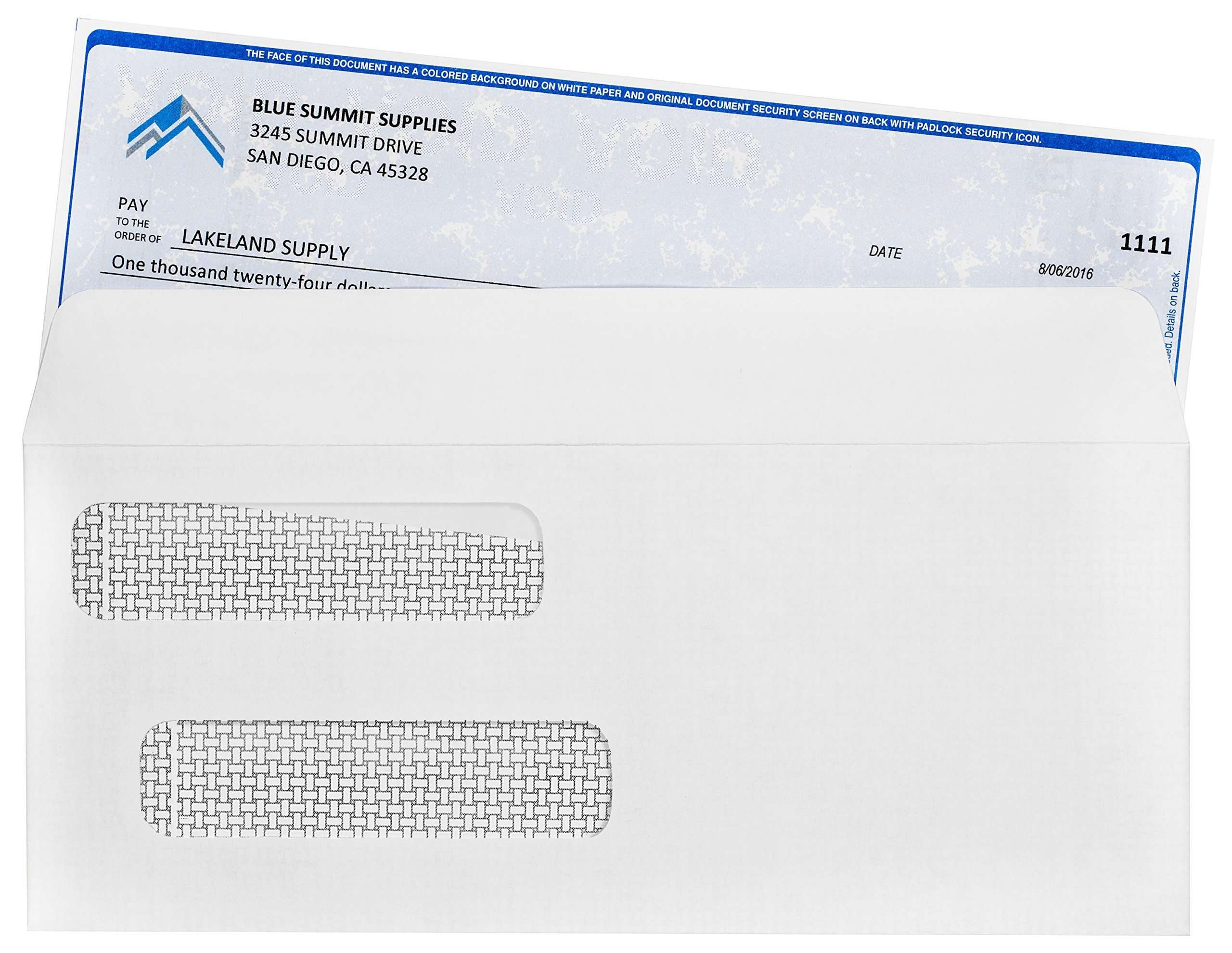 500#8 Self Seal Double Window Security Envelopes Designed for QuickBooks Checks - Computer Printed Checks - 3 5/8 X 8 11/16 (Not for Invoices) 2