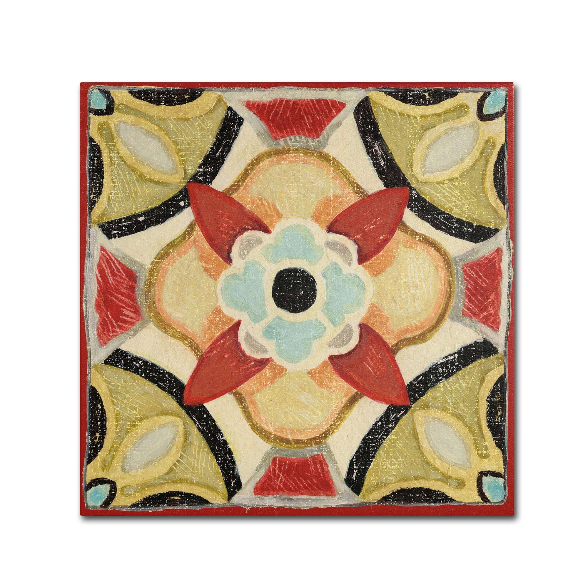 Trademark Fine Art Bohemian Rooster Tile Square IV Artwork by Daphne Brissonnet, 35 by 35-Inch 1