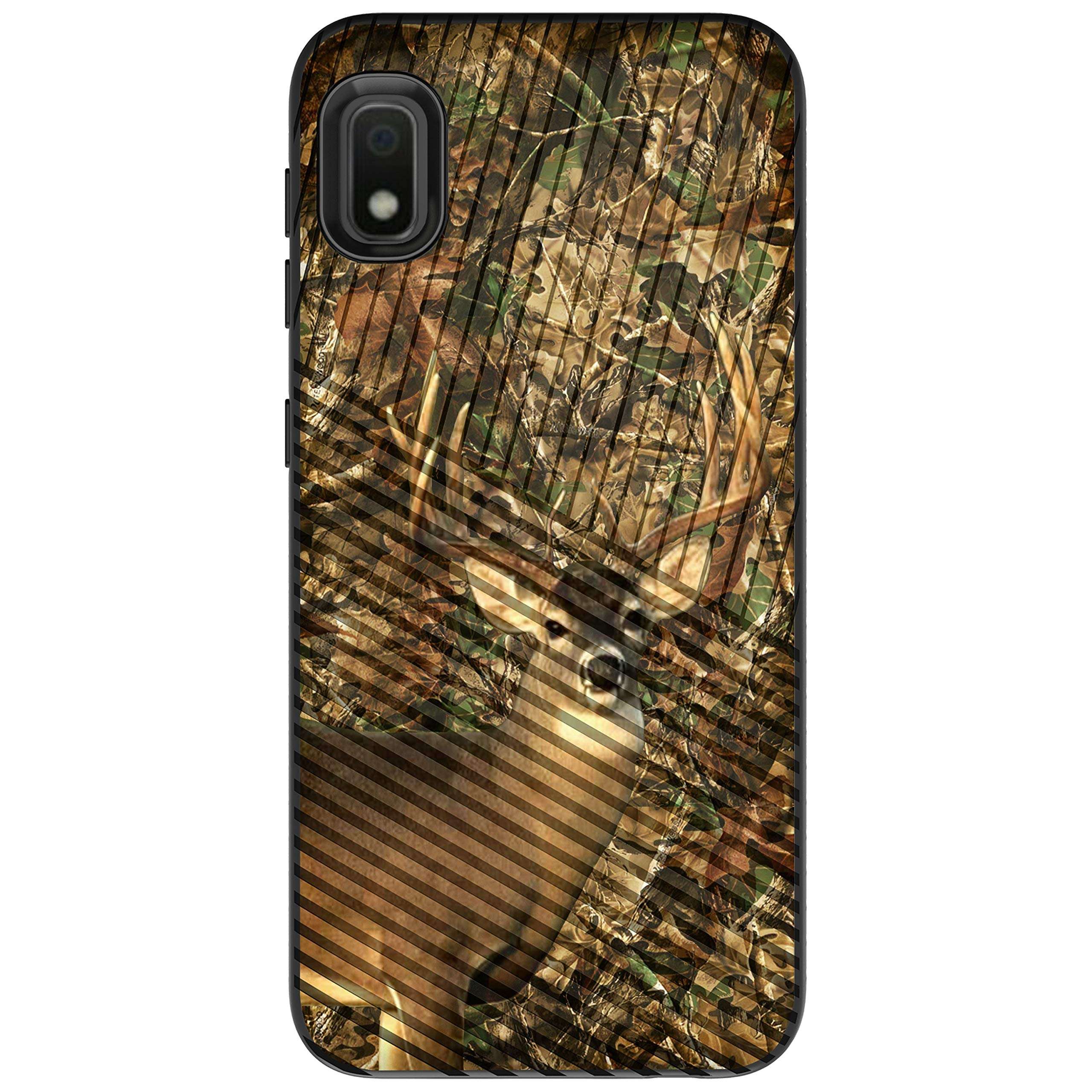 MINITURTLE Compatible with Samsung Galaxy A10e, Samsung Galaxy A20e Hard Shell Embossed Case Protective Dual Layer - Deer Hunting Camo 1