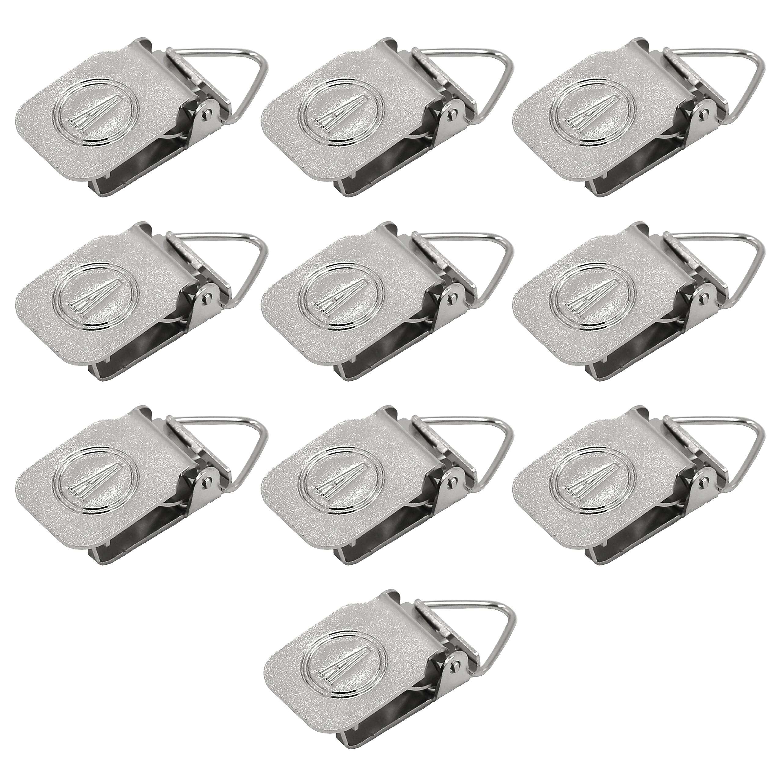 ANDUSTRIAL - Small Durable Nickle-Plated Steel Clips/Clamps for Displaying Shawls, Leather Hides, Quilts, Mats, Rug Samples - Finger Support Triangle Back Alligator Rug Clips - Silver, 10 Clips 1