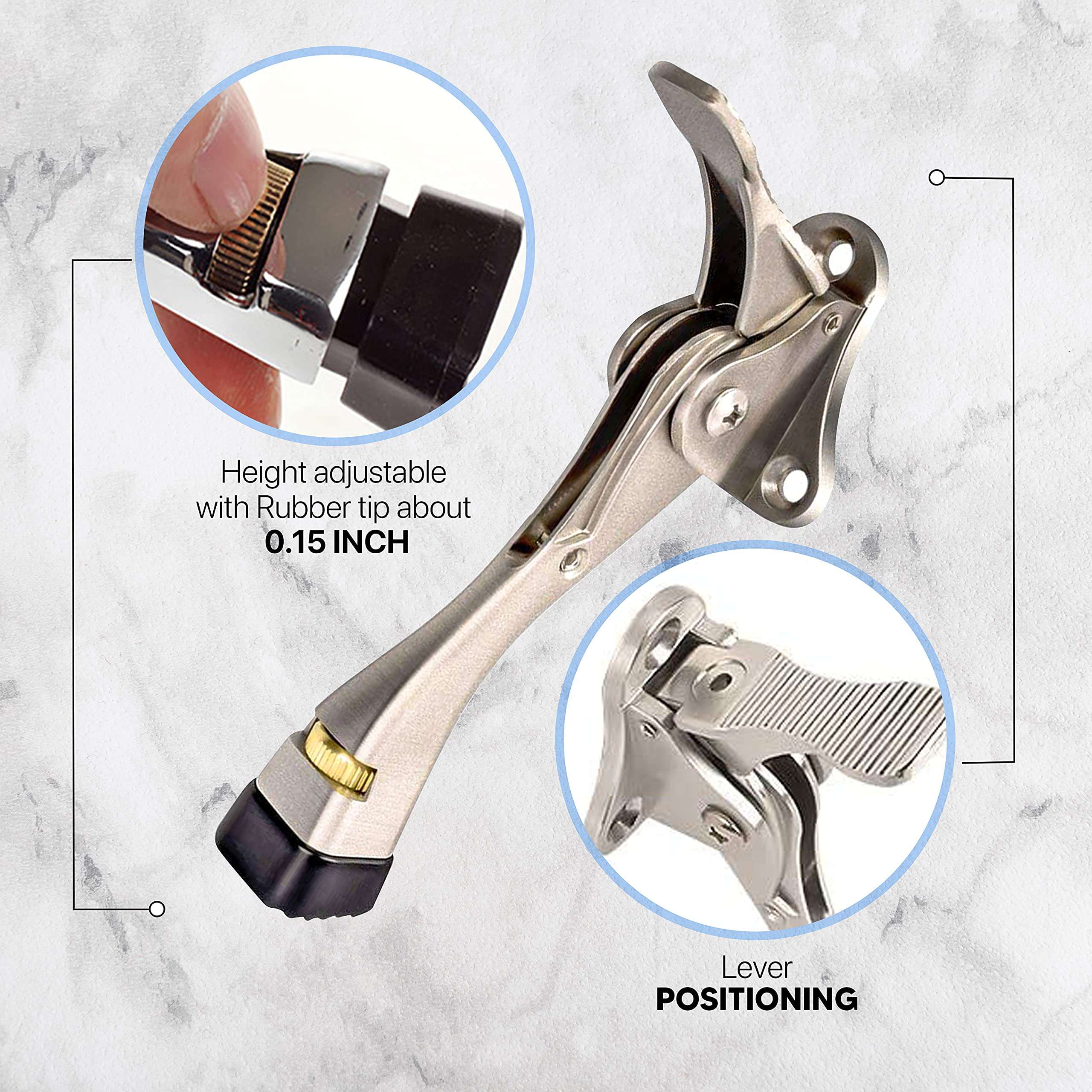 Easy Pedal Kick Down Door Stop Stopper Easy Step Door Kick Doorstop,Premium Quality,Height-Adjustable Rubber Foot,4 Inch 5