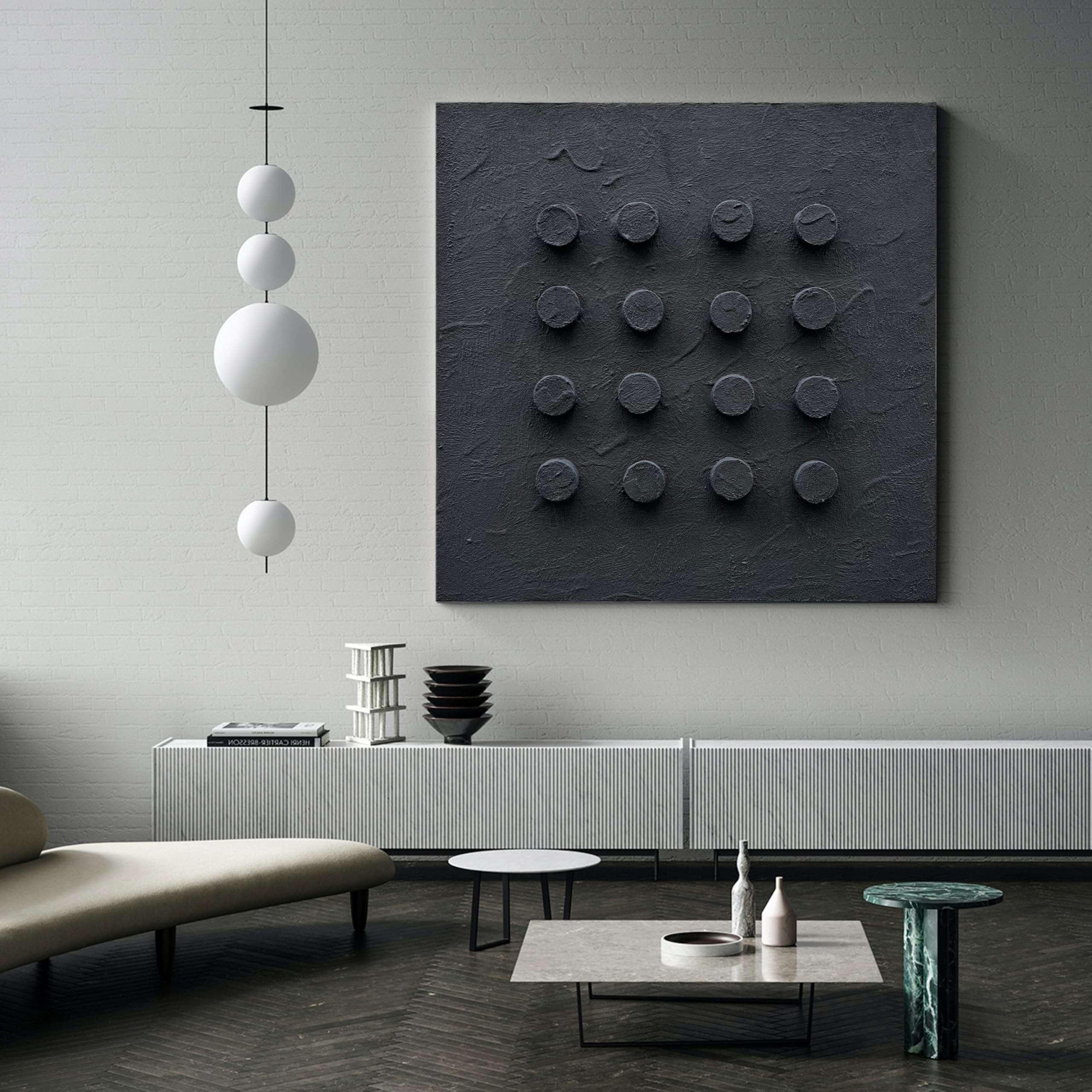 NANKAI Art Hand-Painted Black Thick Texture Abstract Art Oil Painting 24x24 inch Modern Minimalist Art Home Wall Decoration Painting 4