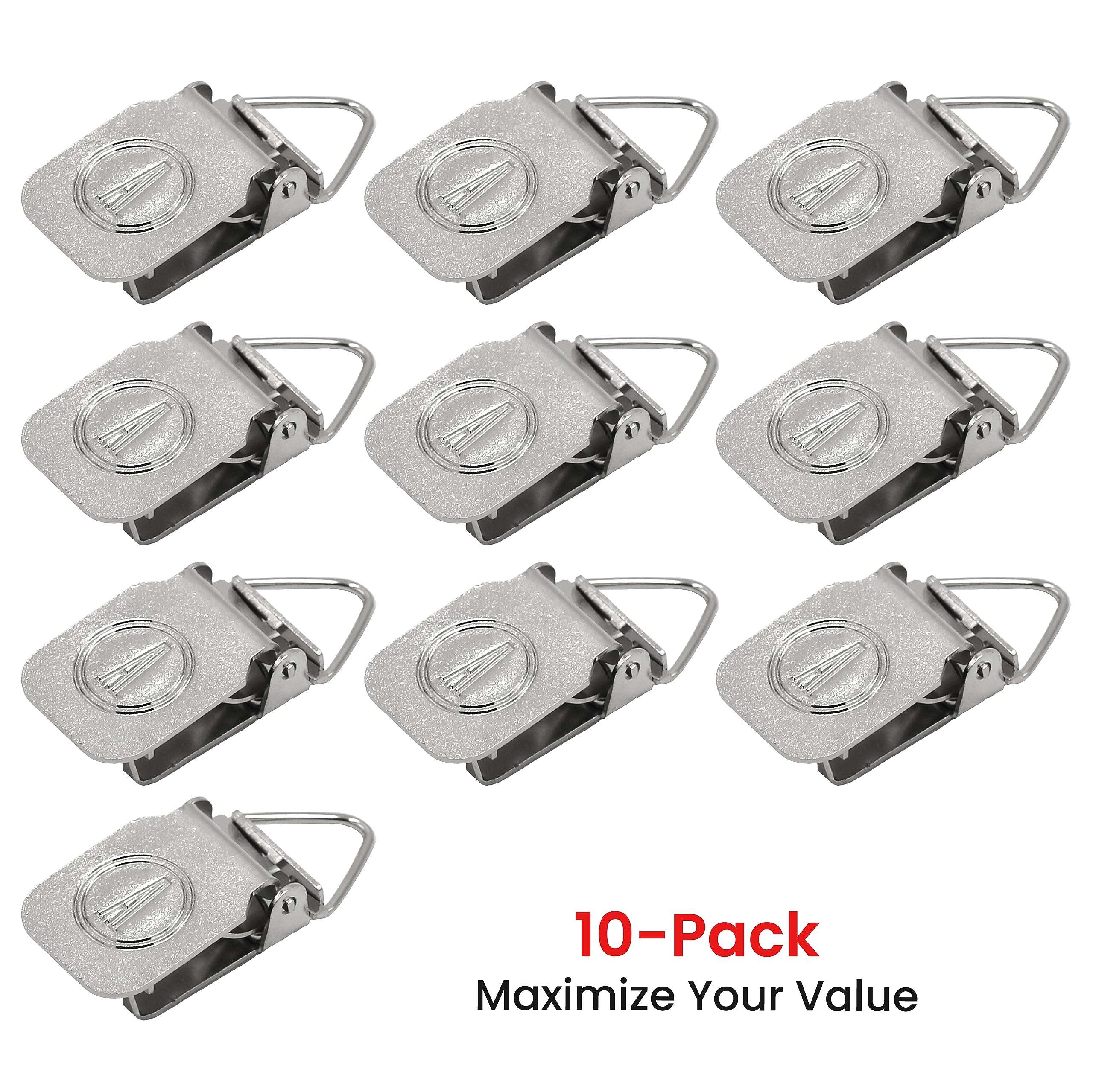 ANDUSTRIAL - Small Durable Nickle-Plated Steel Clips/Clamps for Displaying Shawls, Leather Hides, Quilts, Mats, Rug Samples - Finger Support Triangle Back Alligator Rug Clips - Silver, 10 Clips 4