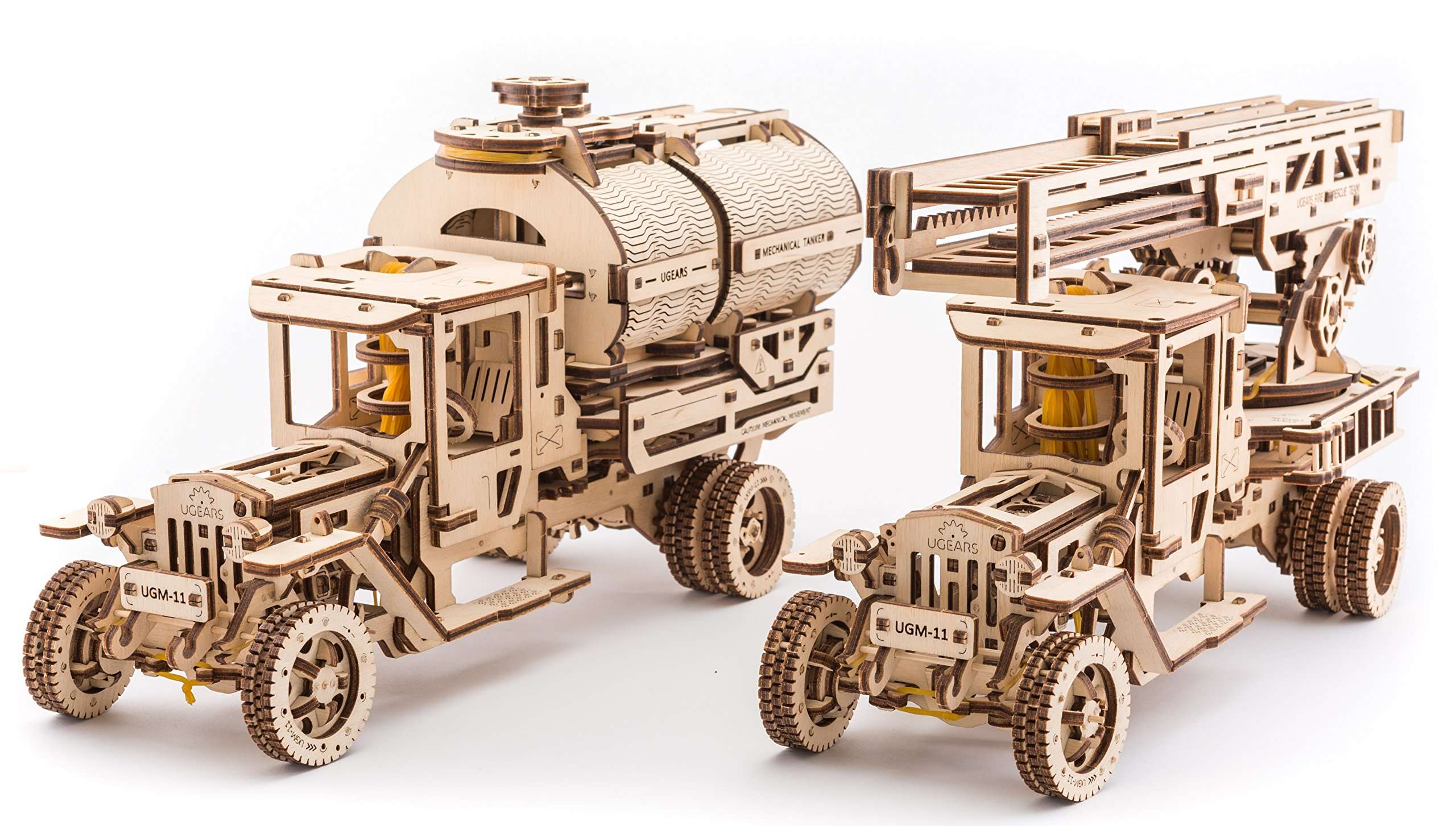 Ugears Combo Offer 2 in 1 – Truck UGM-11 + Set of Additions for Truck UGM-11 | STEM Learning DIY Kits for Adults - Wooden Truck, Tanker, Trailer and Fire Ladder Construction Set Puzzles for Kids 6