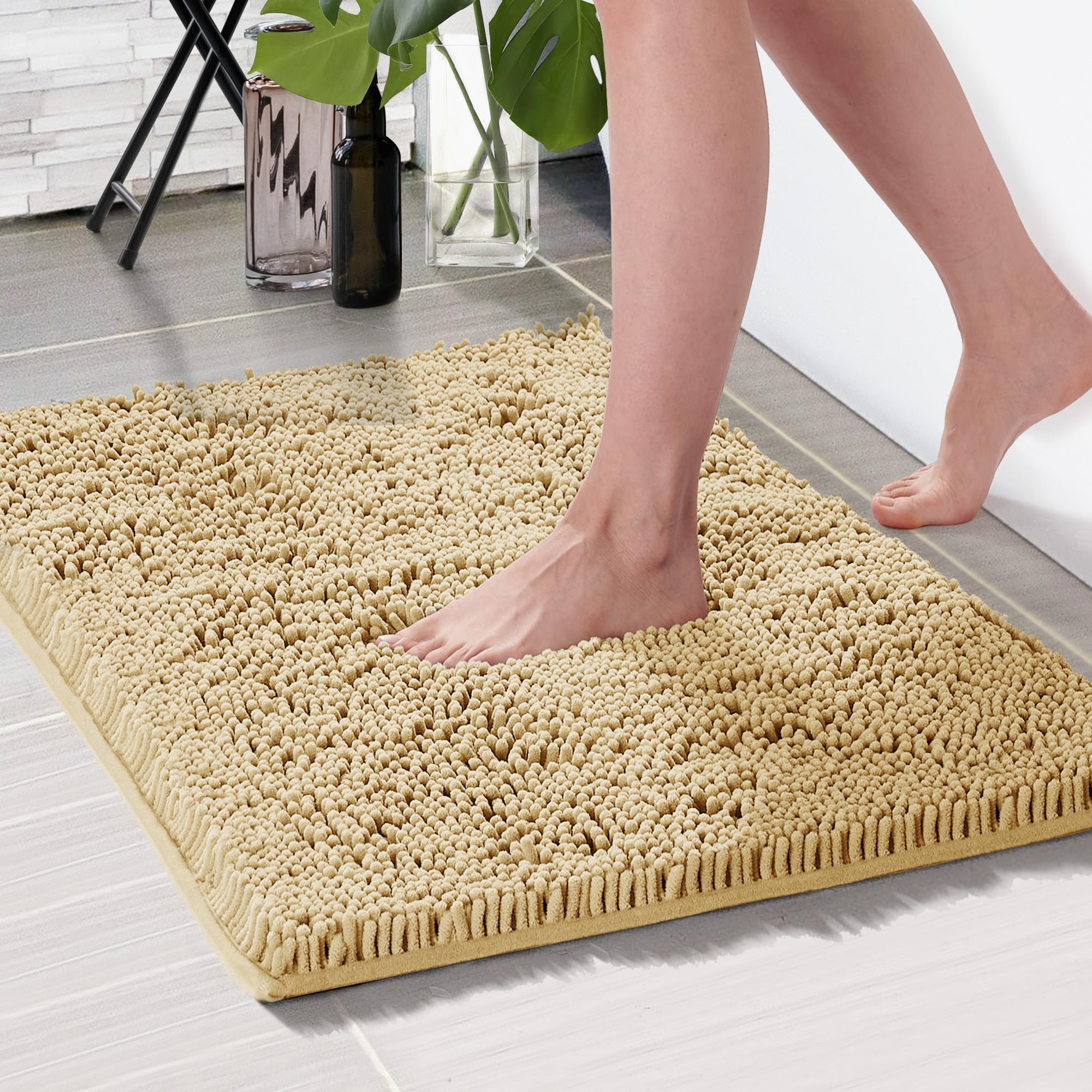Deconovo Bath Mat 36x24 Inch Non-Slip, Ultra Absorbent, Machine Washable Microfiber Rug for Bathroom Floor, Hotel & Home Use – Oeko-TEX Certified, Quick Dry, Soft Plush Feel Pebble