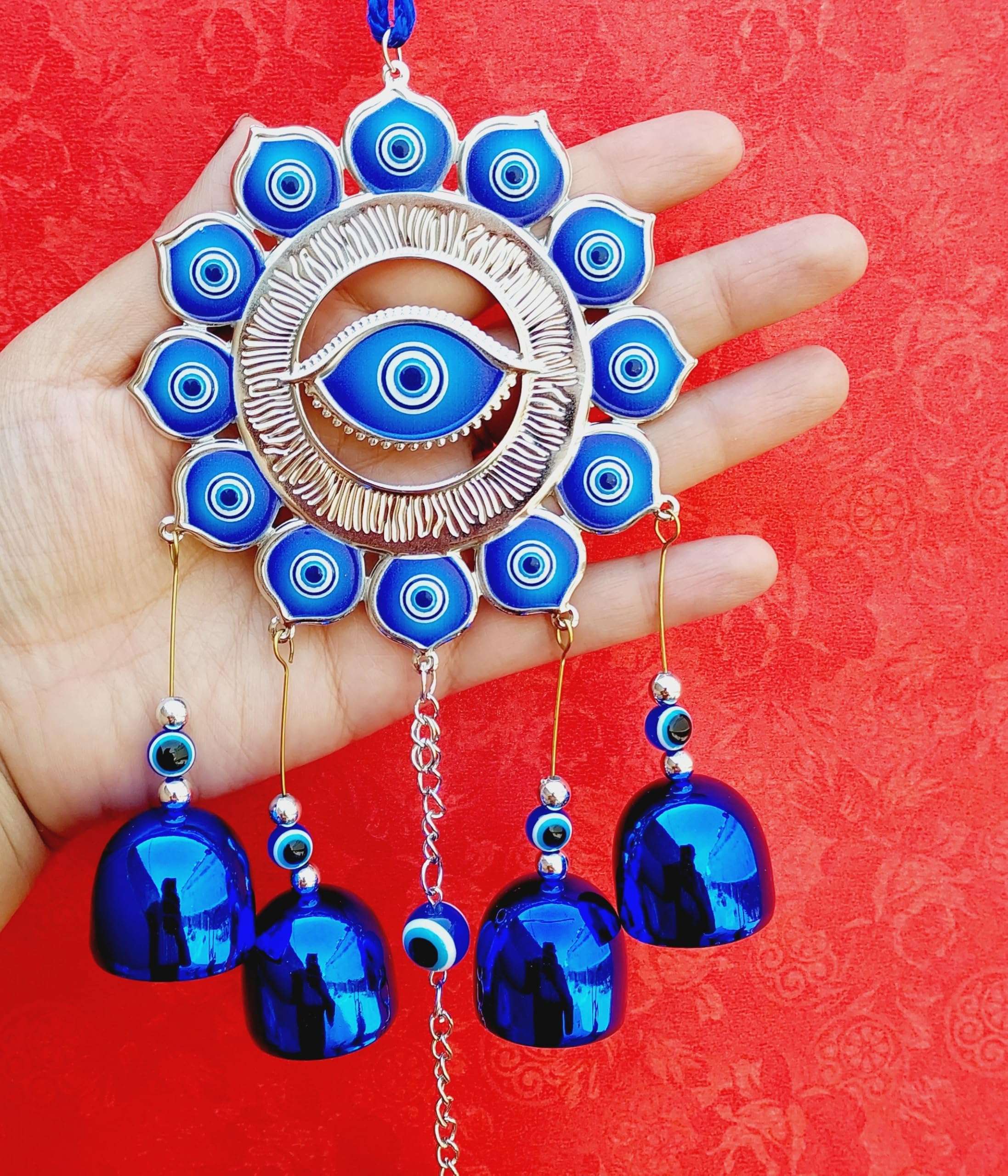 ARTISKRITI Metal Evil Eye Hanging for Home House Main Entrance Door Decoration Nazar Battu for Living Room Decor, Big Size
