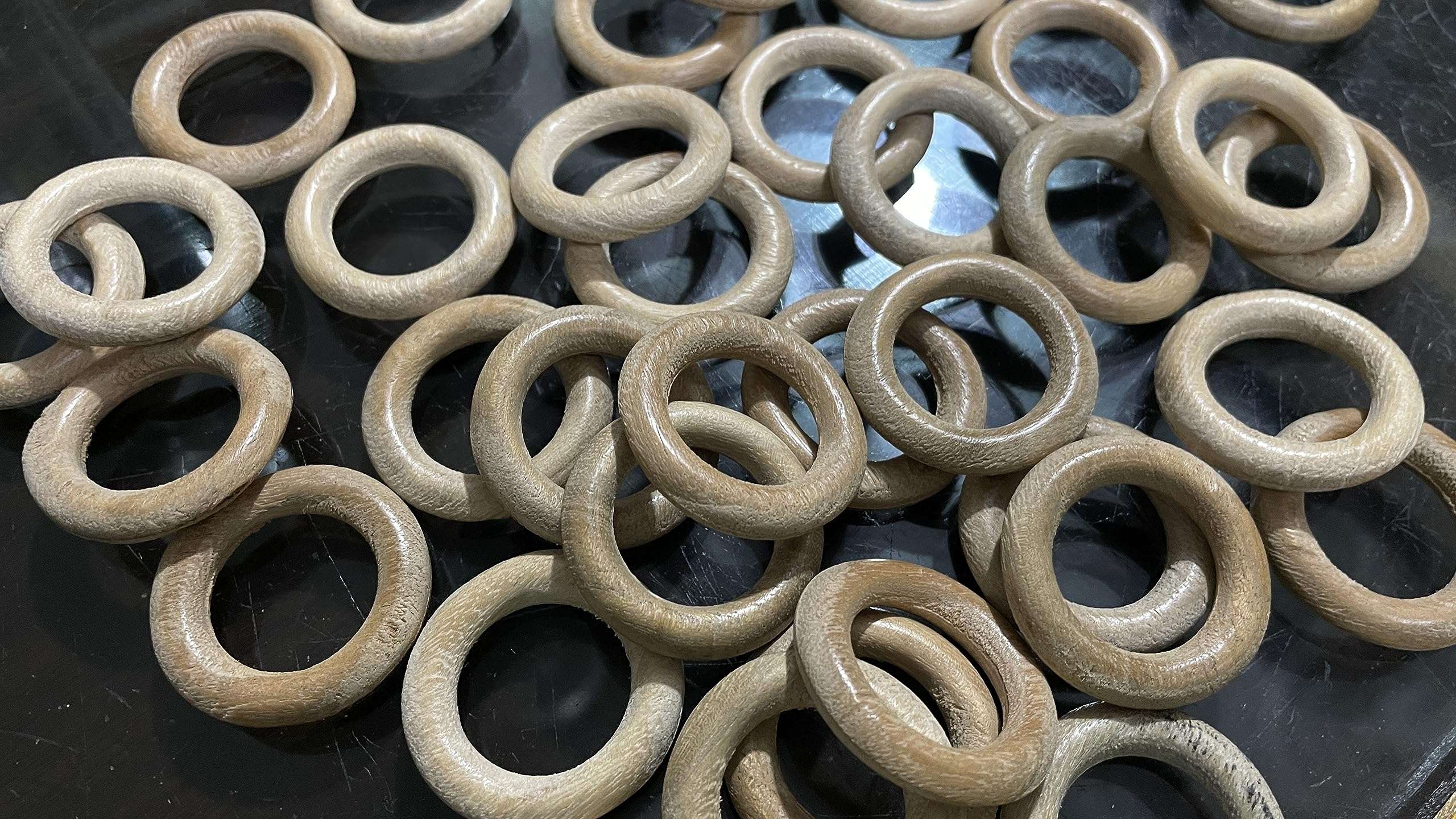 OMX Round Wooden Rings Set of 50 Pc Rings-Macrame, DIY Art and Craft, Jhula, Toran, Bag, Bunting, Door Hanging, Wall Hanging (1.5 Inch) 6