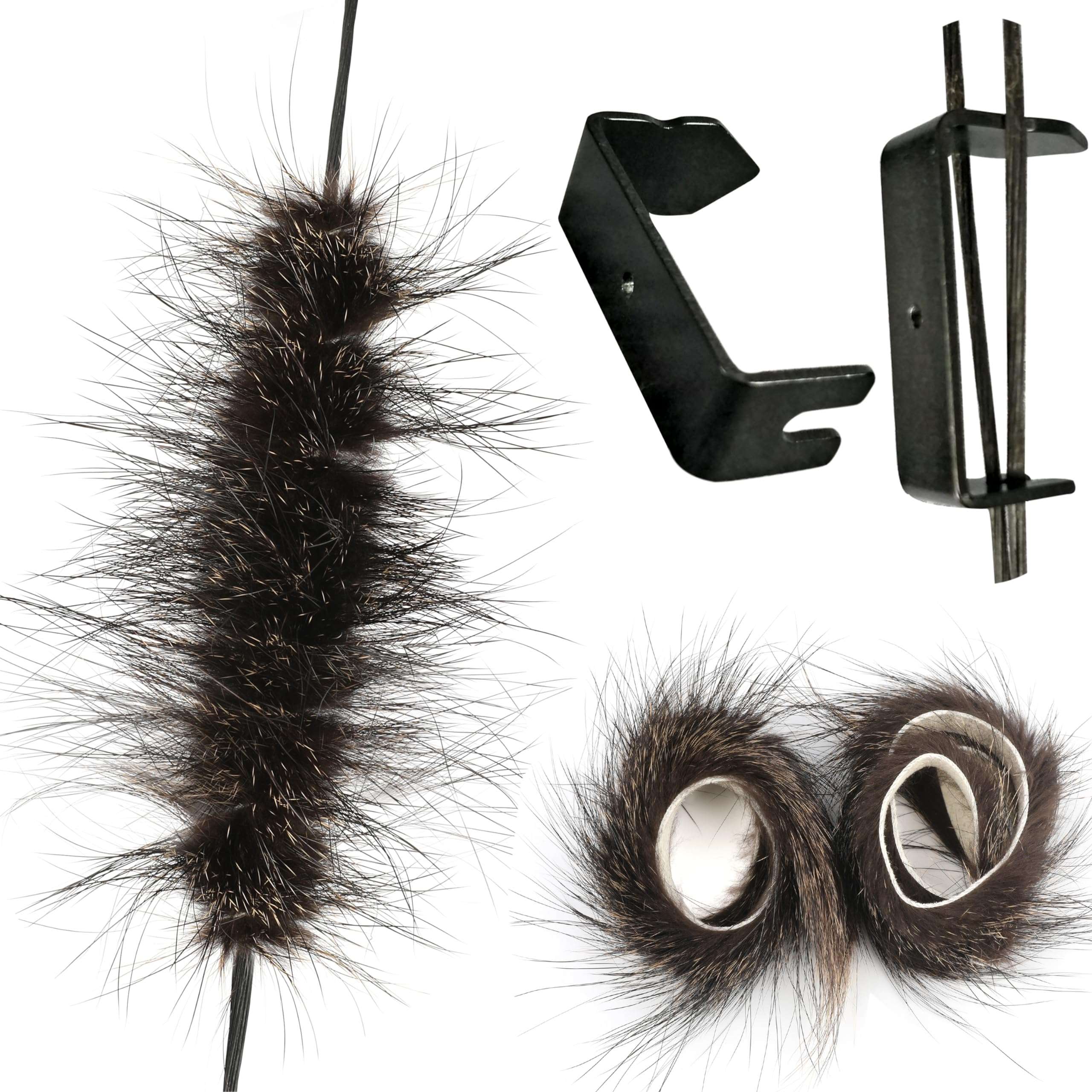 wolfman Archery Bow String Silencers Beaver Fur Reduce String Noise Dampeners Beaver Balls for Recurve & Longbow & Traditional Bow (1 Pair + 1 x String Separator) 1