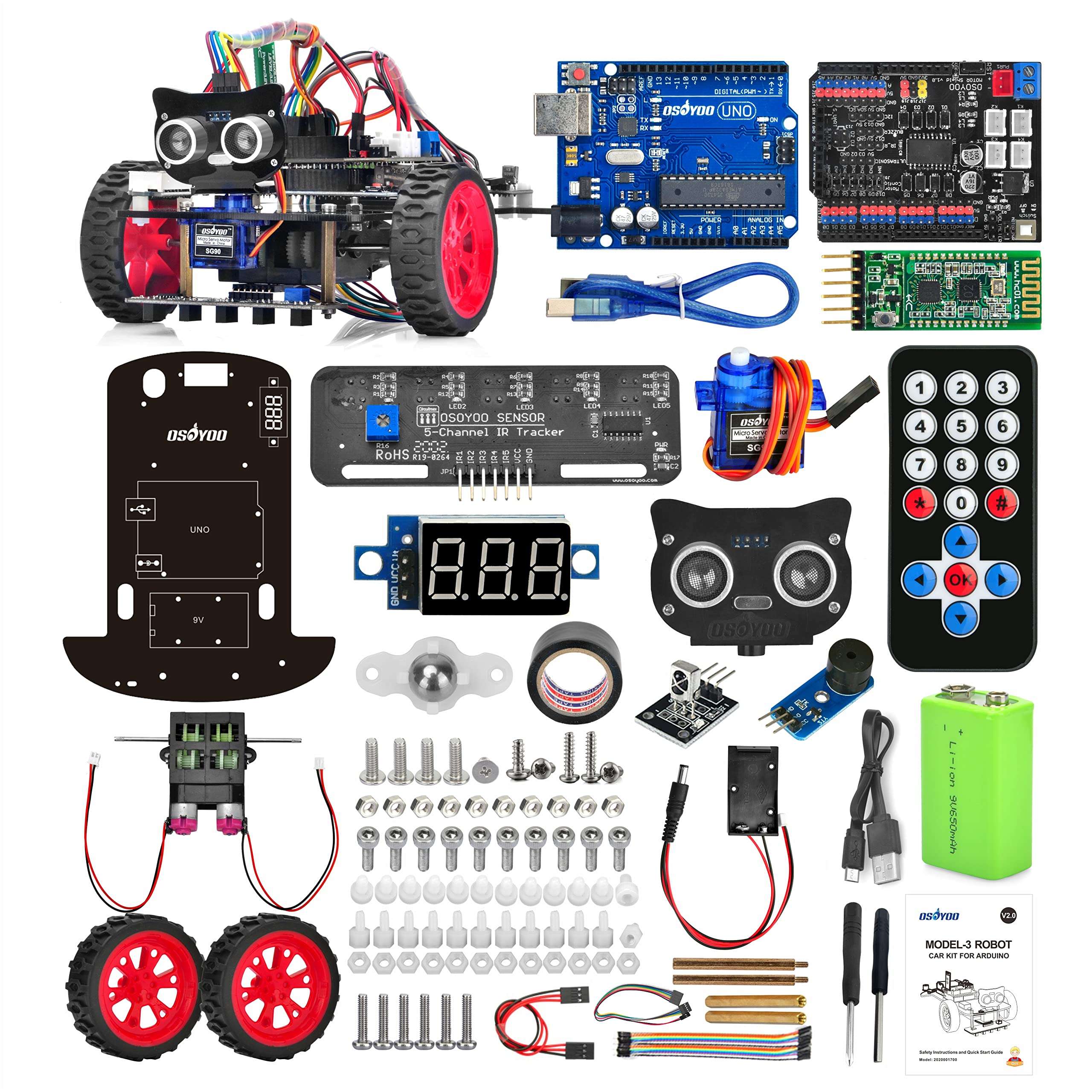 OSOYOO Model 3 Robot Car DIY Starter Kit for Arduino,Educational Motorized Robotics, Remote Control App, Learning How to Code, IOT Mechanical Coding for Teens and Adults 2
