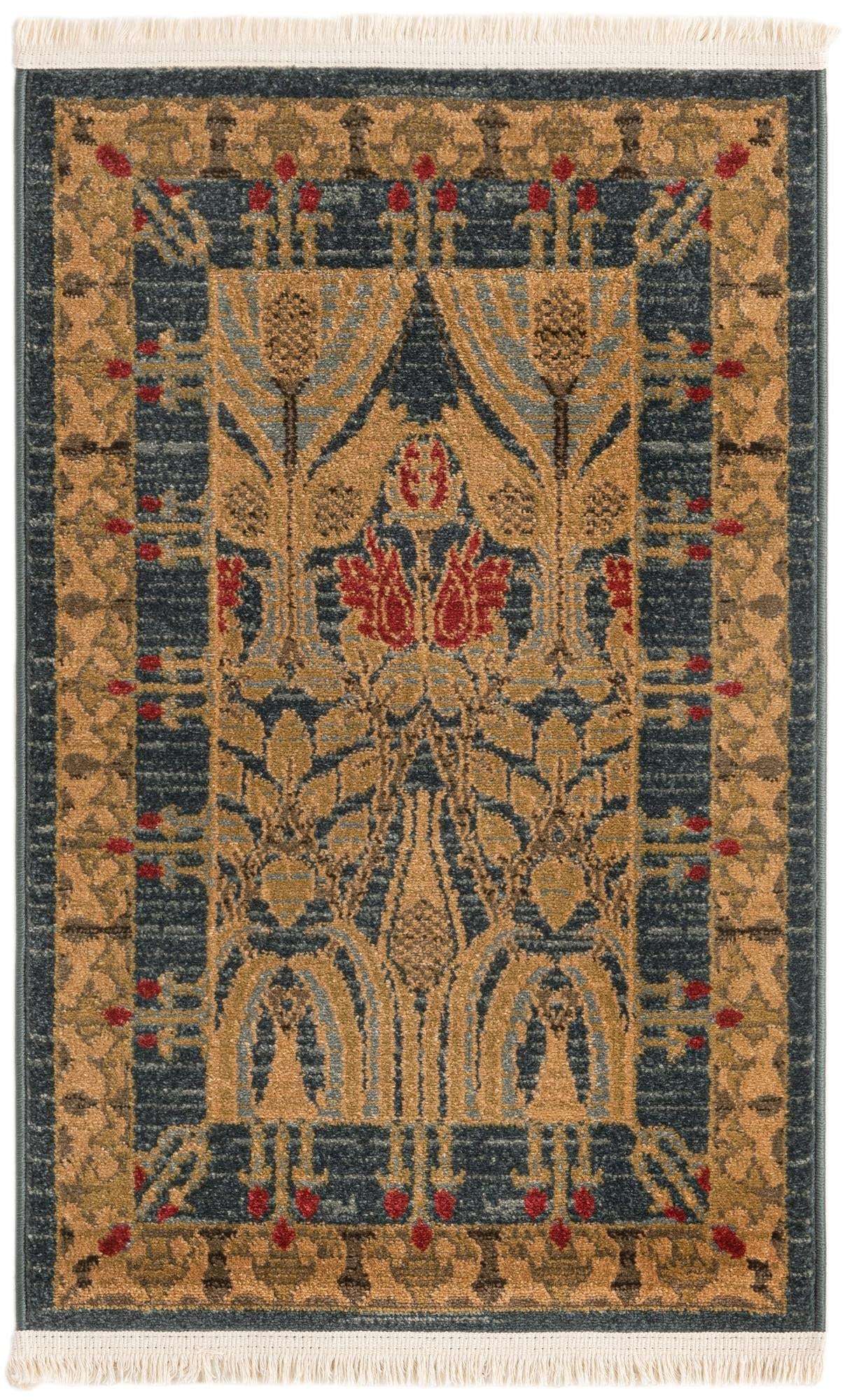 Unique Loom Edinburgh Collection Area Rug - Canmore (2' x 3' 1" Rectangle, Navy Blue/ Tan) 2