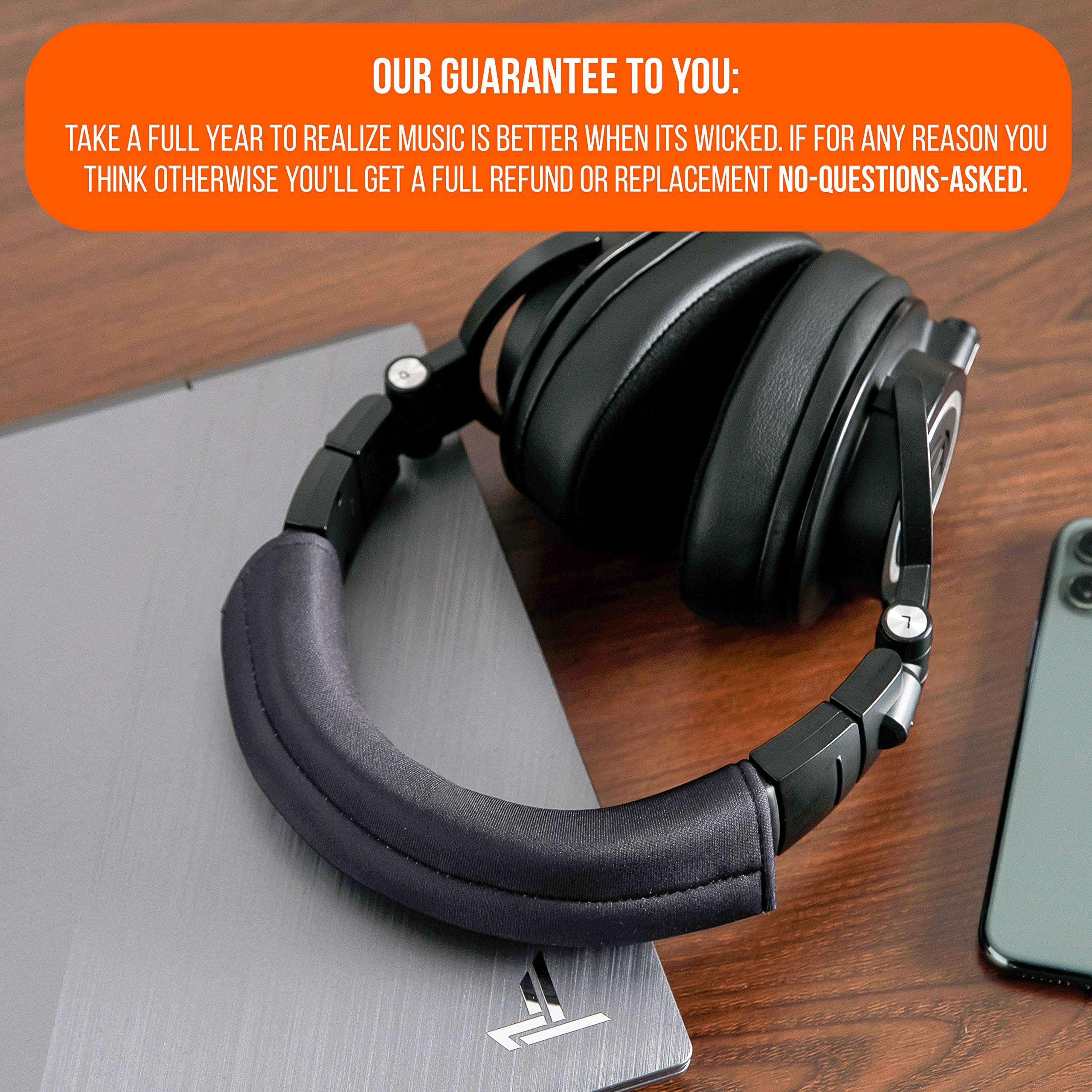 WC BandZ Protective Headphone Headband Cover for Audio Technica ATH M Series Headphones - Machine Washable, No More Flaking Leather - Compatible with M50X / M50XBT / M50 / M40X & More | (Black) 6