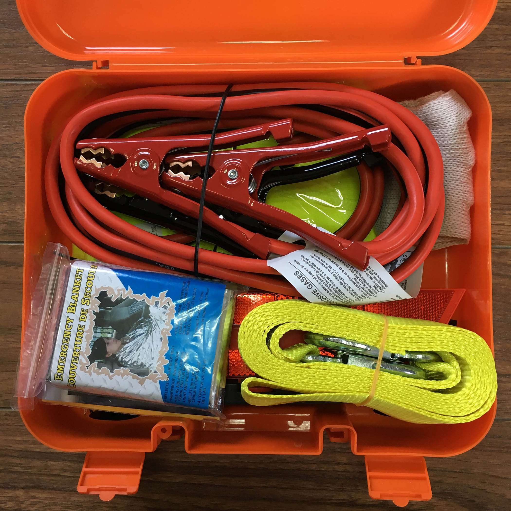 CARTMAN Roadside Assistance Auto Emergency Kit Set, Jump Cables 6Ga + Tow Belt 4500Lbs, in Carry Box 4