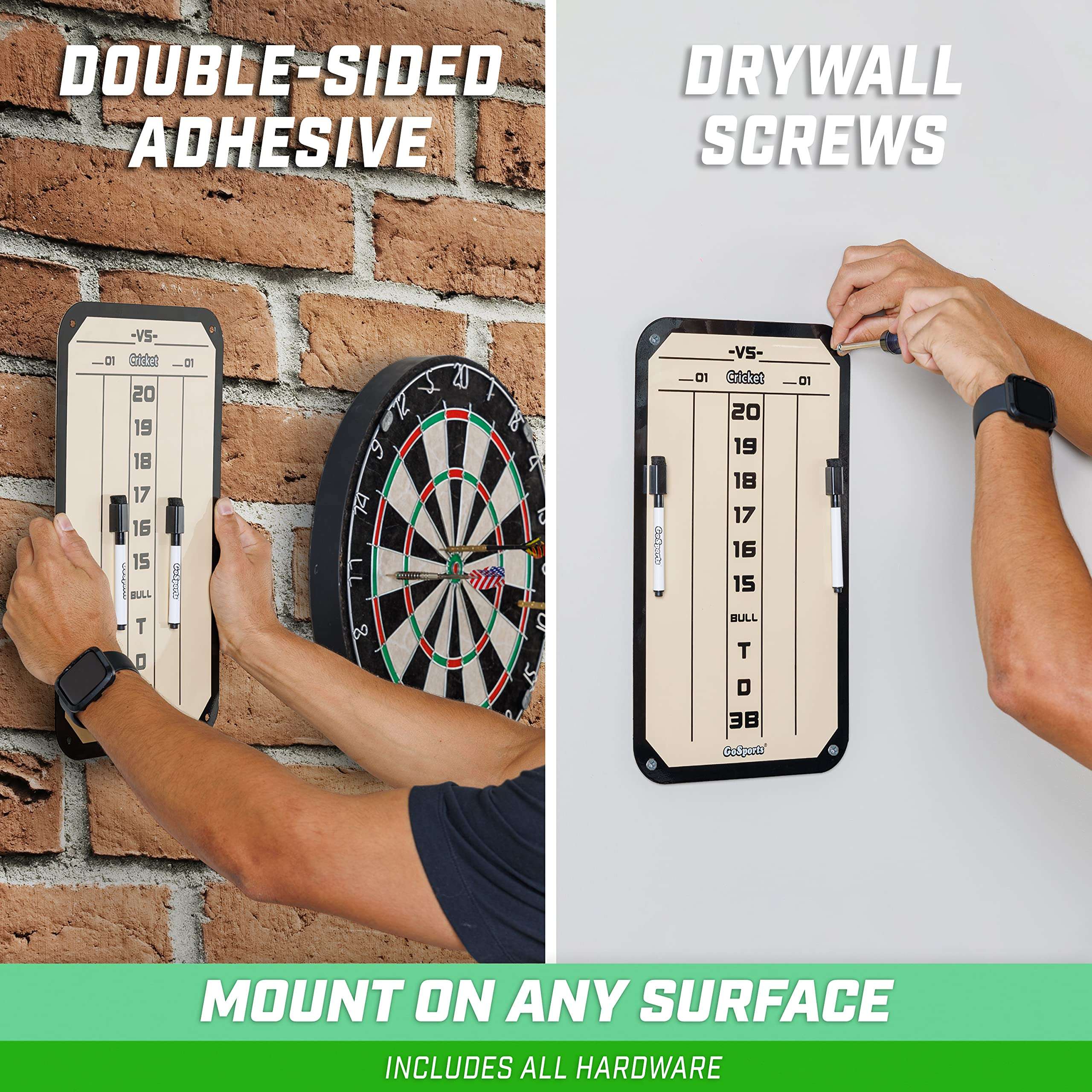 GoSports Dry Erase Steel Darts Scoreboard - Cricket and 01 Dart Games with 2 Magnetic Markers 5