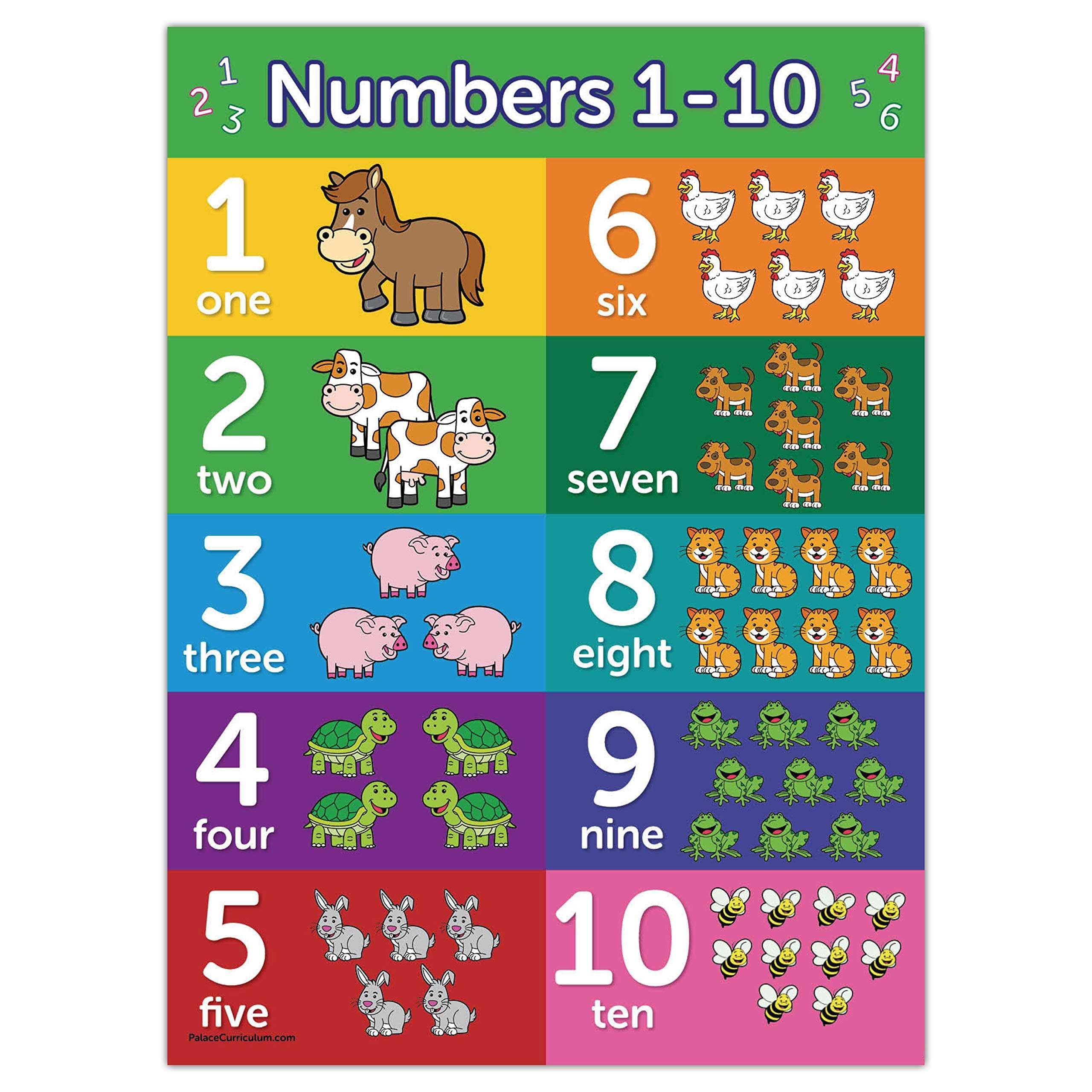 Toddler Learning Poster Kit - 10 Large Educational Wall Posters for Preschool Kids - ABC - Alphabet, Numbers 1-10, Shapes, Colors, Numbers 1-100, Days of The Week, Months of The Year, (18" x 24") 6