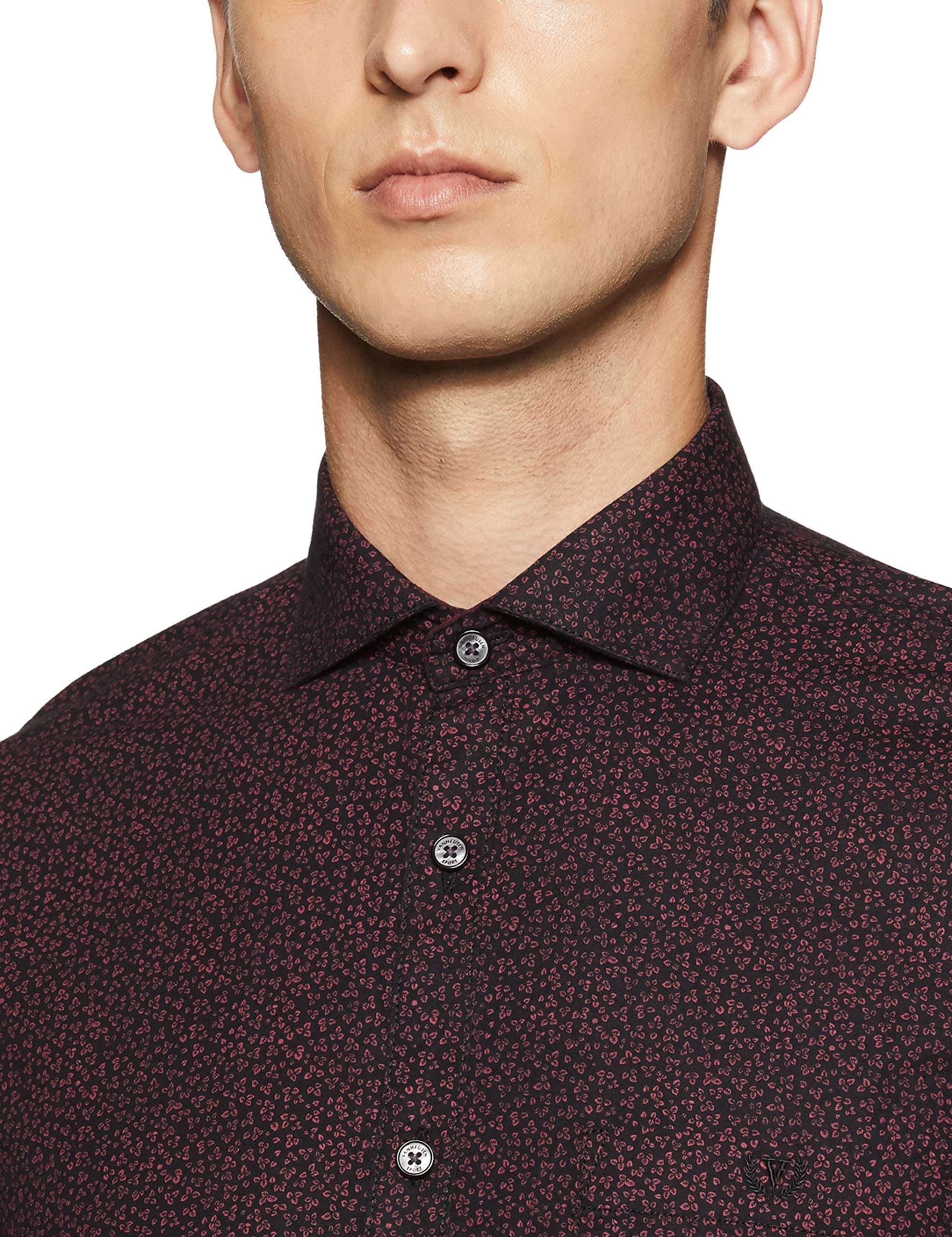 Van Heusens Men's Printed Slim fit Casual Shirt (VSSFWSLF341775_Black_42) 2