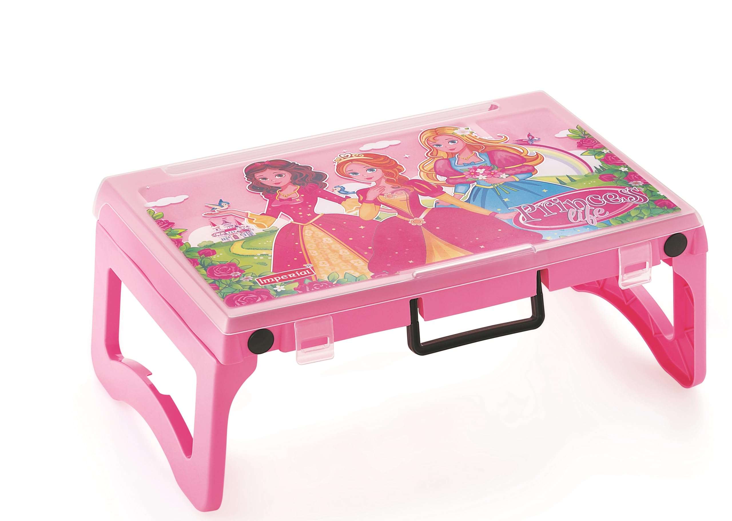 MOLTRES - Princess Life Multi-Utility Study Compack Desk | Food |Activity | Plastic Study Table | Easy to Carry | Light Weight (Light Pink) 1