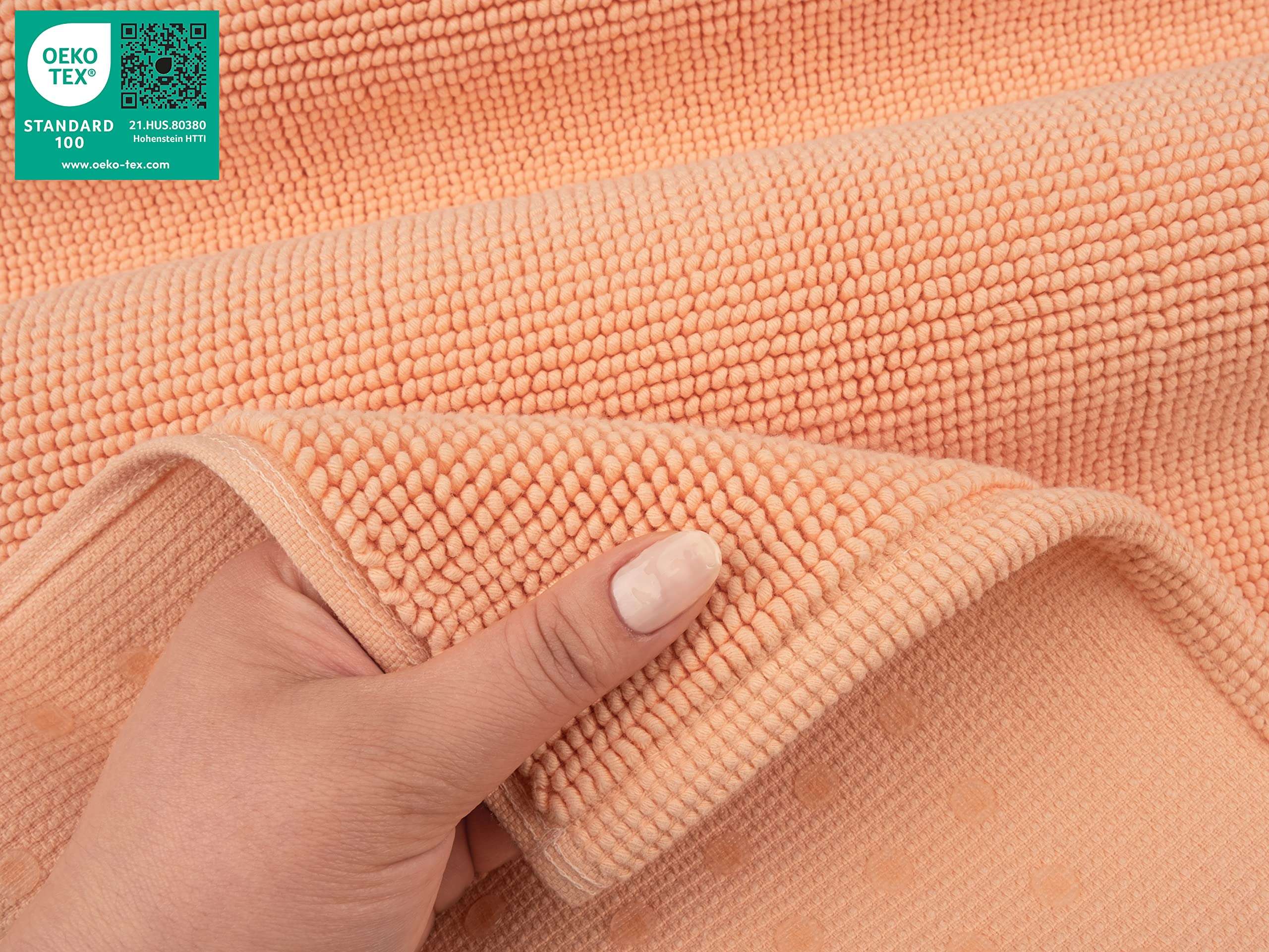 American Soft Linen Bath Rug, 17 in 24 in 100% Cotton Bath Mats Rugs for Bathroom, Slip Reducer Washable Shaggy Form Area Rugs, Malibu Bath Rug 6