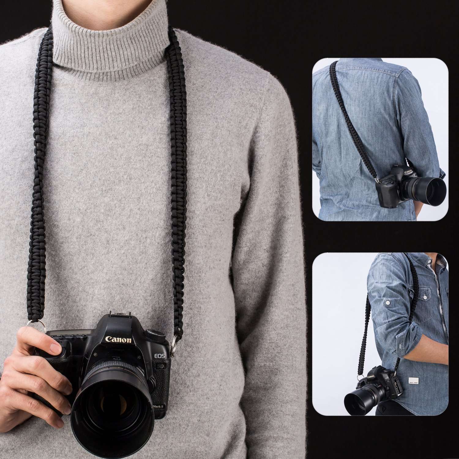 SOMA Camera Strap Paracord 550lb Vintage Camcorder Shoulder Neck Strap Belt for Canon Nikon Sony Olympus SLR DSLR Cameras (Black) 4