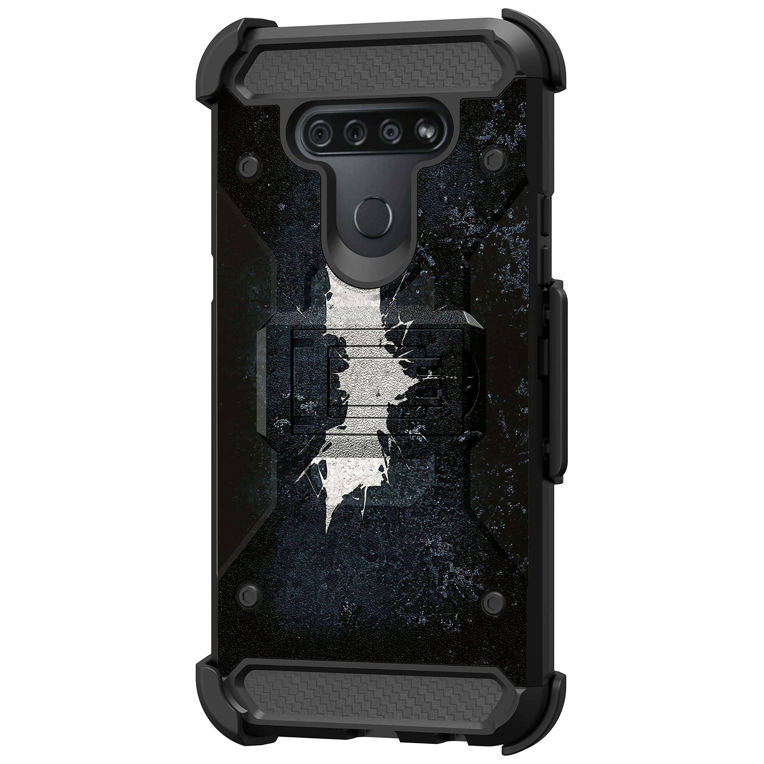 TurtleArmor | Compatible with LG K51 Case | LG Q51 Case | LG Reflect Case [Armor Pro] Full Body Protection Armor Hybrid Kickstand Rugged Cover Holster Belt Clip Case - Bat Signal 1