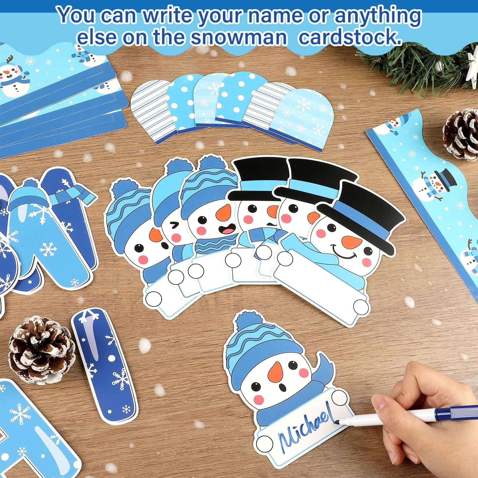 gisgfim Winter Bulletin Board Decorations Set Winter Snowman Name Tag Paper Cutouts Snowflake Winter Christmas Classroom Bulletin Board Decor for Holiday School Home Chalkboard Wall 5