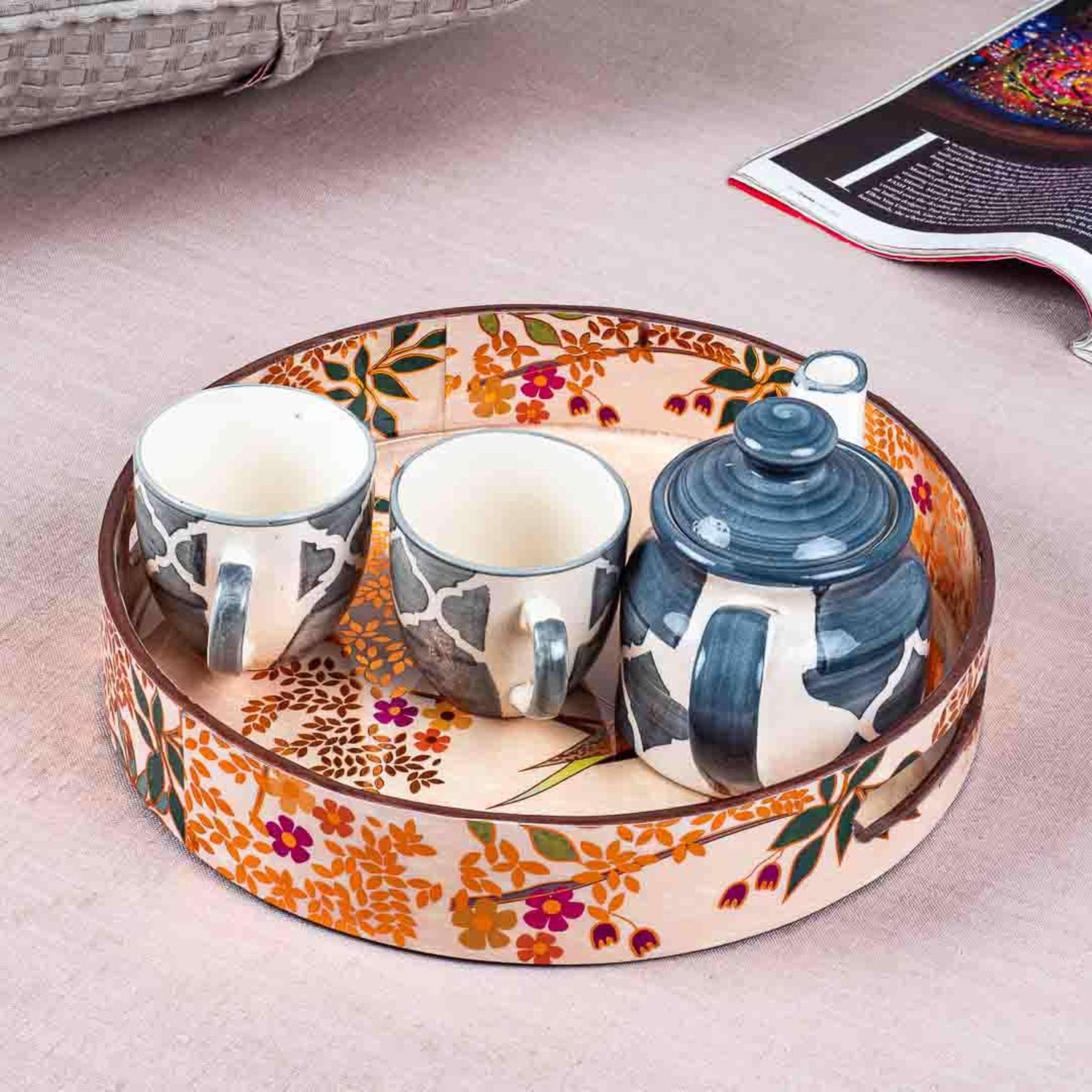 AAWRUN Love Bird MDF Round Tray Design Nine 11 Inch Round | Style 20 3