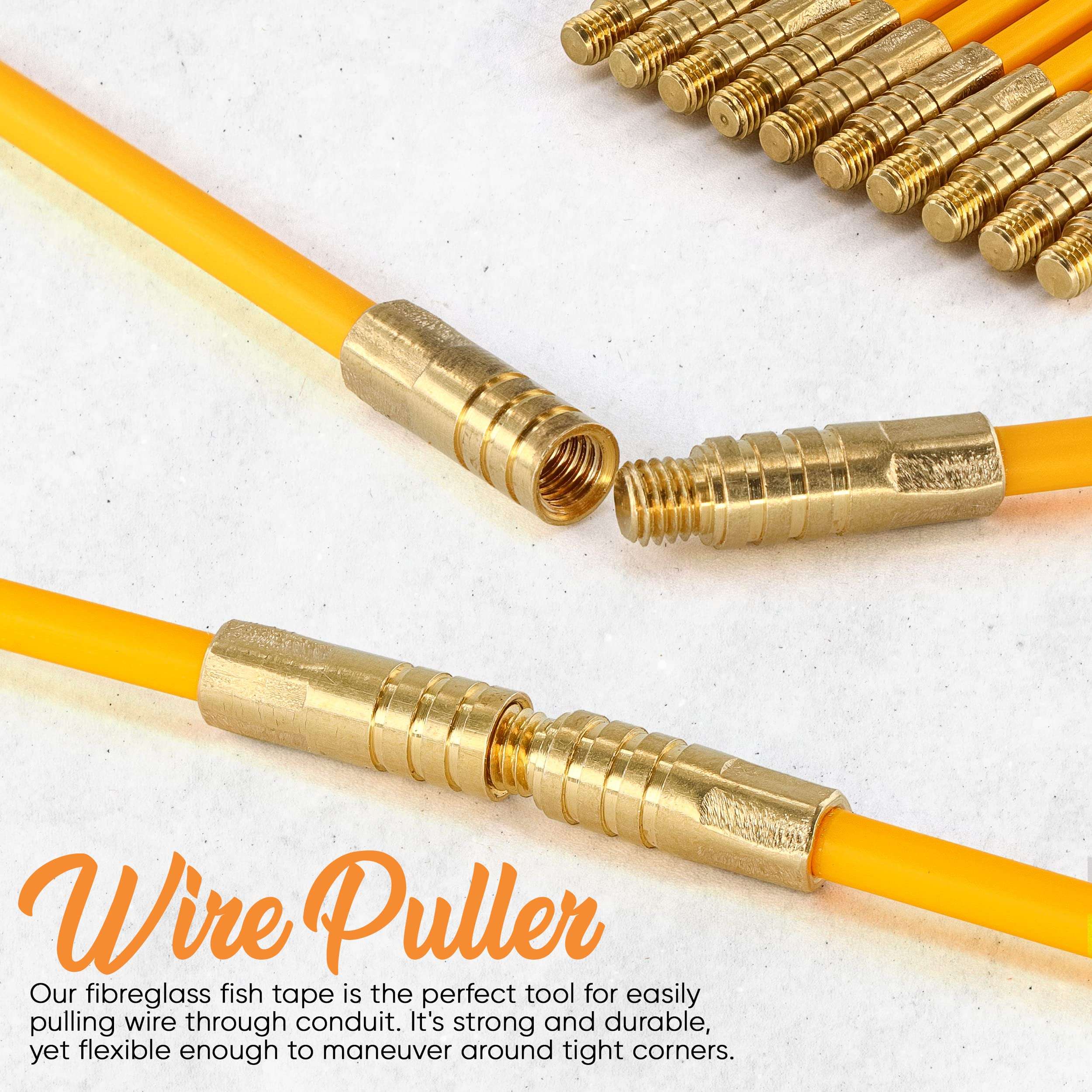 33' Fiberglass Fish Tape Wire Puller - Flexible Wire Puller Electrical Fish Rod to Fish Wire Through Wall, Pull/Push Pole for Cable Fishing Tools - by Ram-Pro 5