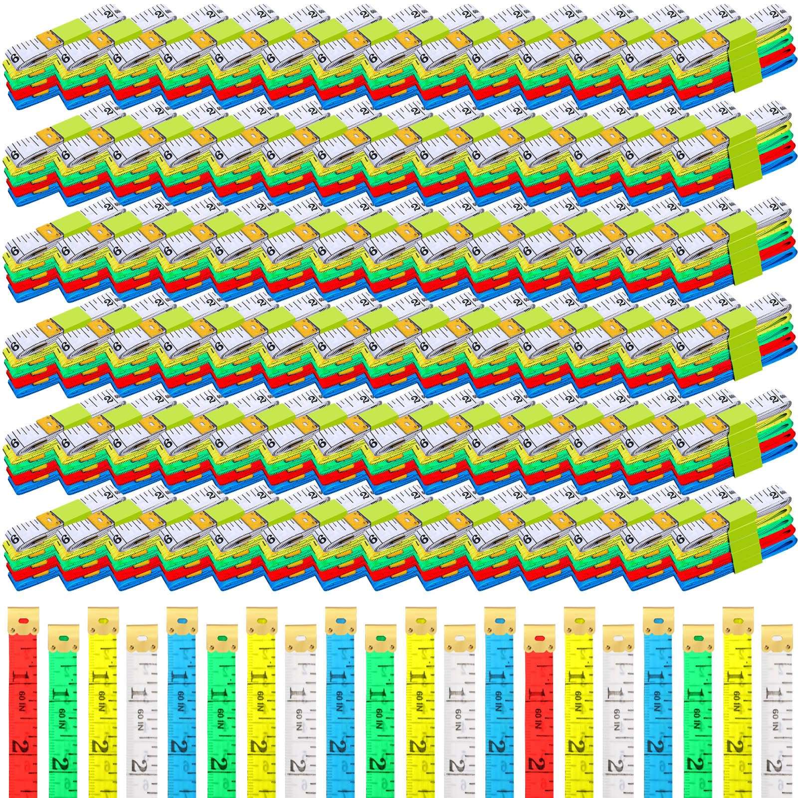 Kigeli 500 Pcs Tape Measure Double Scale 60 Inch/150 cm Soft Tape Measure Ruler Bulk Flexible Fabric Sewing Ruler for Sewing Tailor Cloth Weight Loss Body Measurement Sewing Supplies Knitting Projects 1