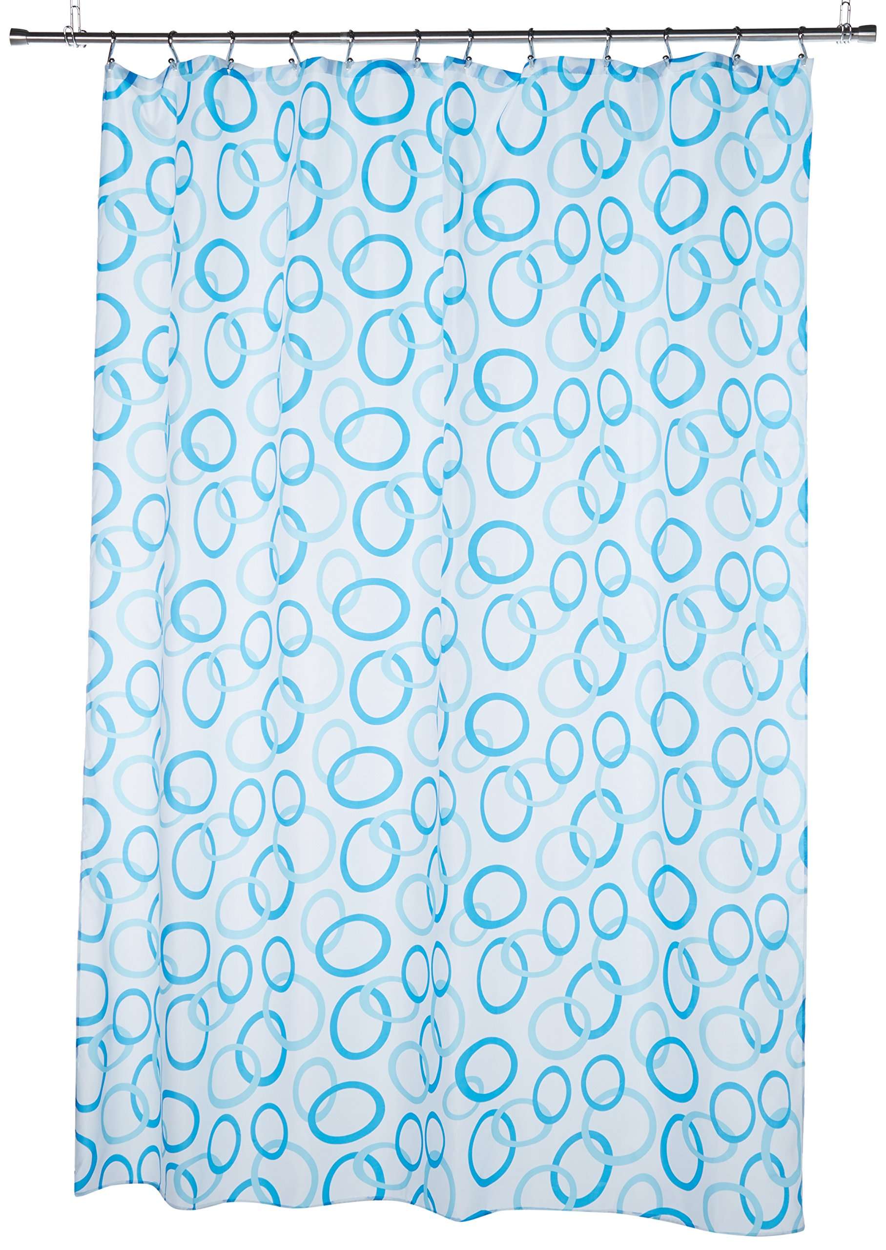 Carnation Home Fashions Circles Extra Long Printed Fabric Shower Curtain, 70-Inch by 84-Inch 2