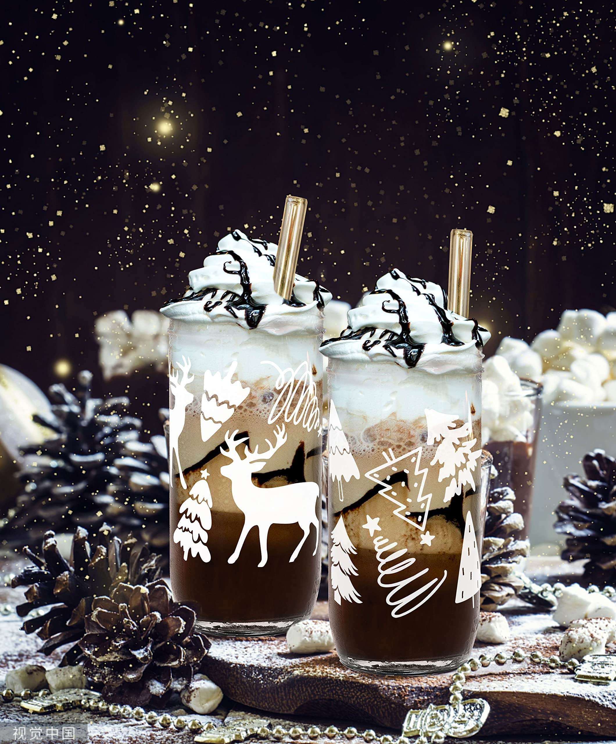 ANOTION Useful White Elephant Gifts for Adults Holiday 24oz Christmas Mugs Mason Jars Glass Cups with Lid and Straw Tumbler Drinking Glasses Coffee Cups Cookie Jar Glassware Gift for Women Men Mom 5