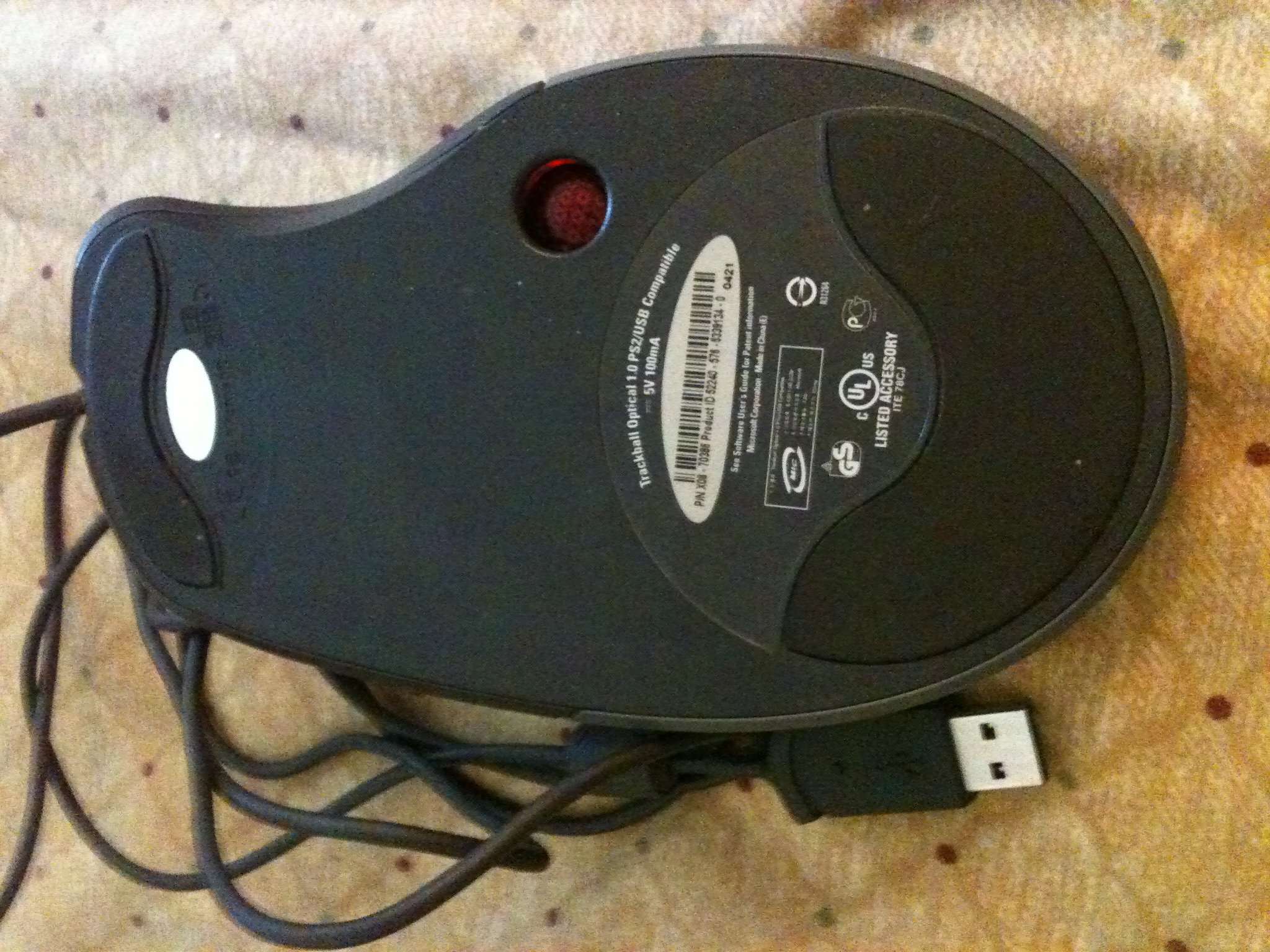 Microsoft D67-00001 Trackball Optical Mouse 3