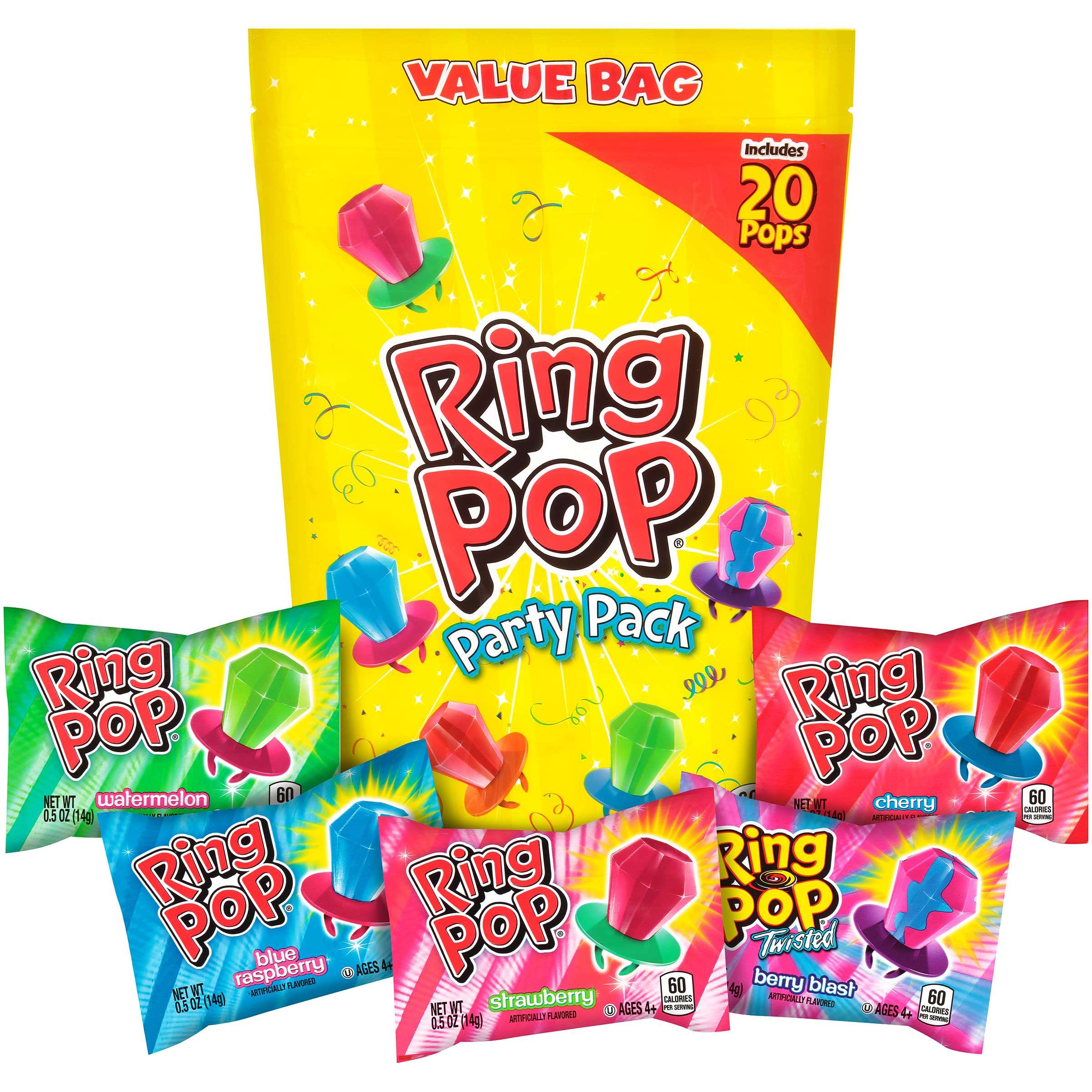 Ring Pop Candy Lollipops, Watermelon, Vegetarian
