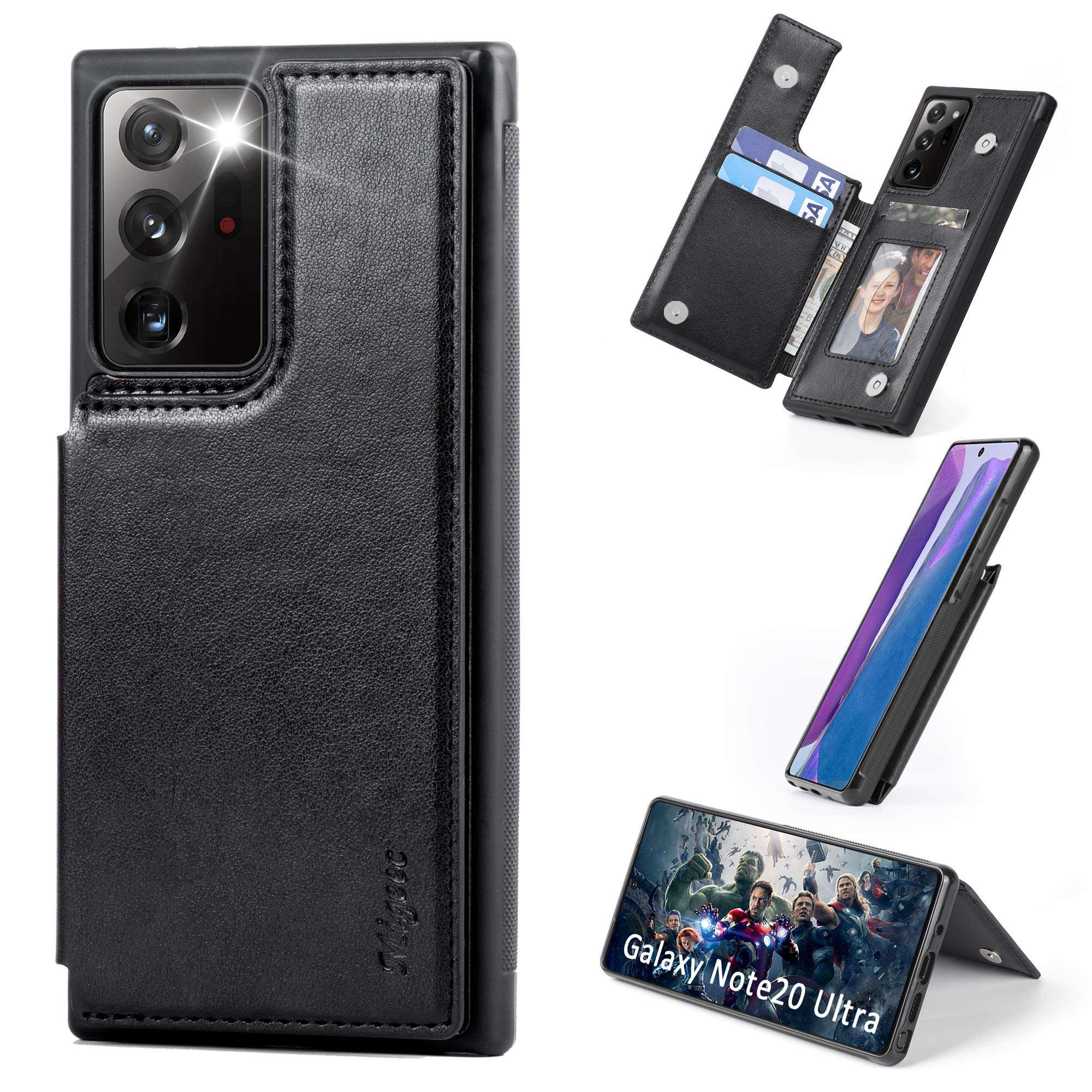 Migeec Samsung Galaxy Note 20 Ultra 5g Case with Card Holder - Wallet Case [Shockproof] with PU Leather Card Pockets Flip Cover for Samsung Galaxy Note 20 Ultra, Black 1
