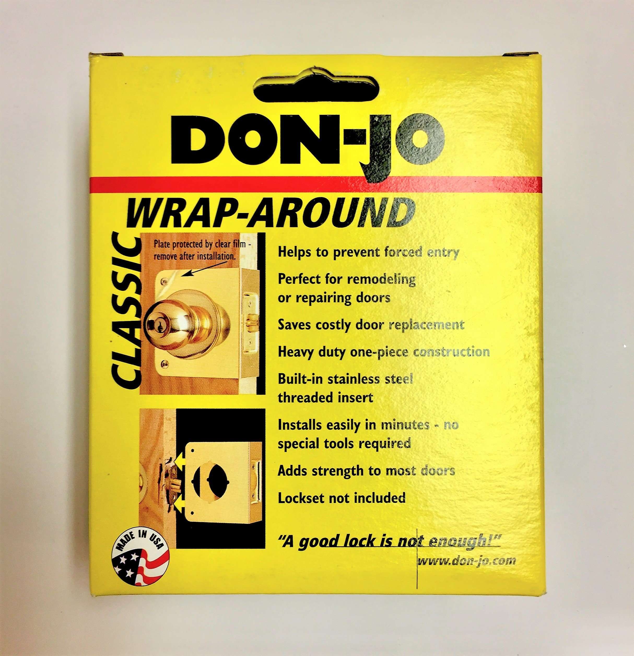 Don-Jo 81-S-CW Classic Wrap-Around Plate, 22 Gauge Stainless Steel , Satin Stainless Steel Finish, 4-1/4" x 4-1/2", For Cylindrical Door Locks 2