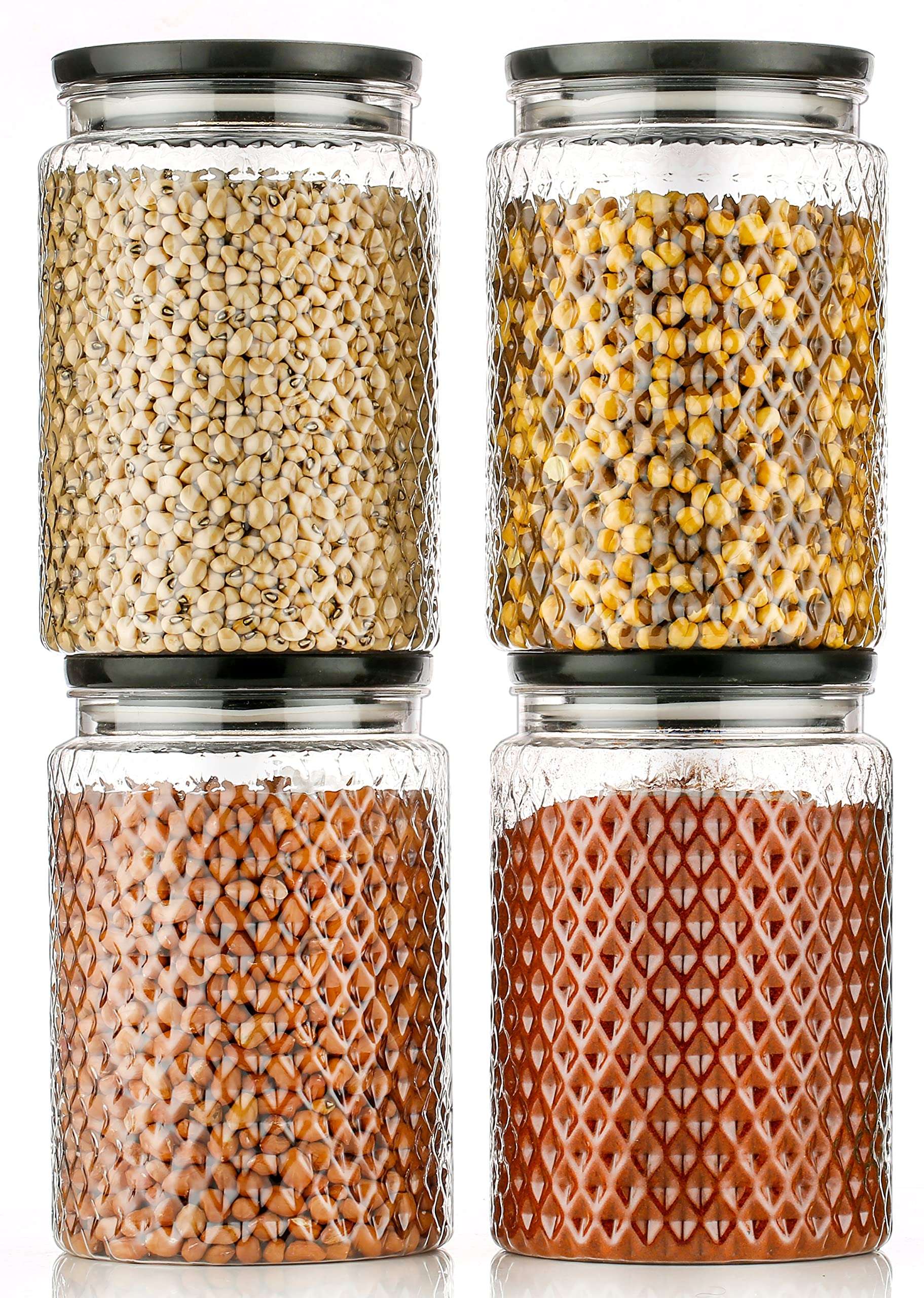 Women's 1st Choice Air Tight Kitchen Plastic Storage Containers (1400ml-Bubble-Container-Black-4)