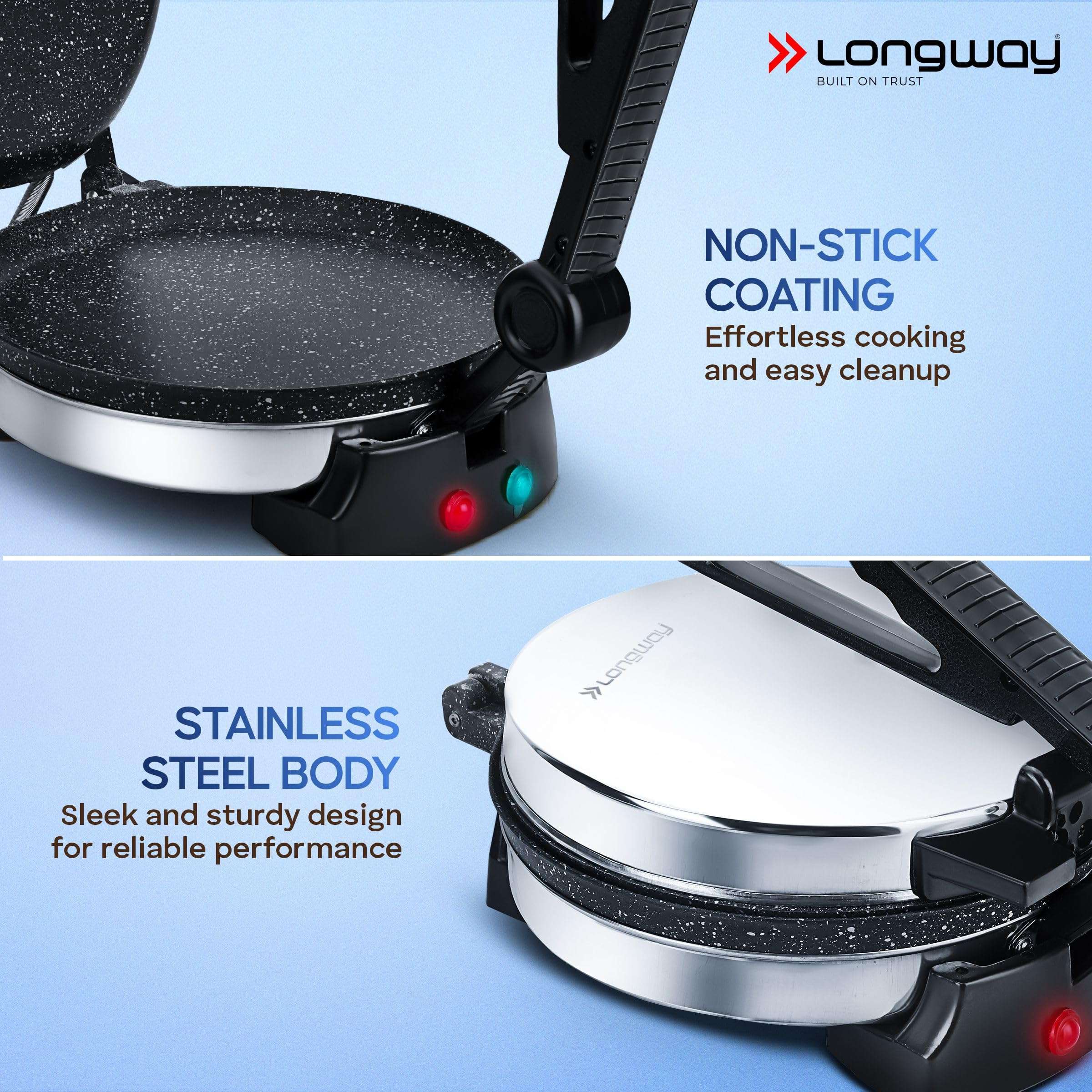 Longway Automatic Electric Roti Maker | Non-Stick Stainless Steel Press for Roti, Chapati & Parathas Multipurpose | 1 Year Warranty (1000 W, Silver) 5